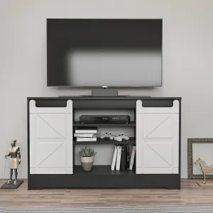 Ahris 55 inch Wide TV Stand Media Console with Sliding Barn Doors for TVs up to 65 inch Decorotika