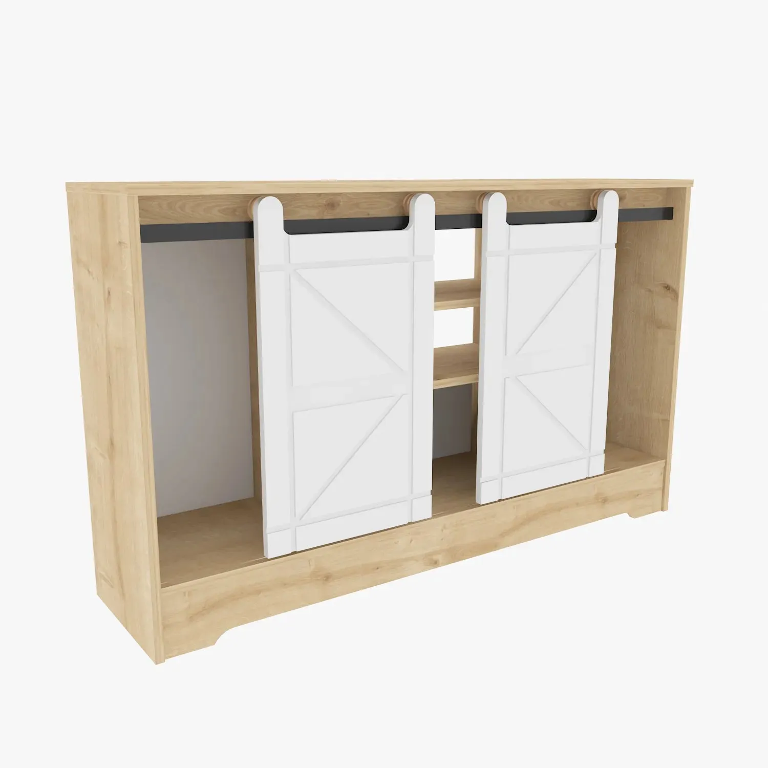 Ahris 55 inch Wide TV Stand Media Console with Sliding Barn Doors for TVs up to 65 inch Decorotika