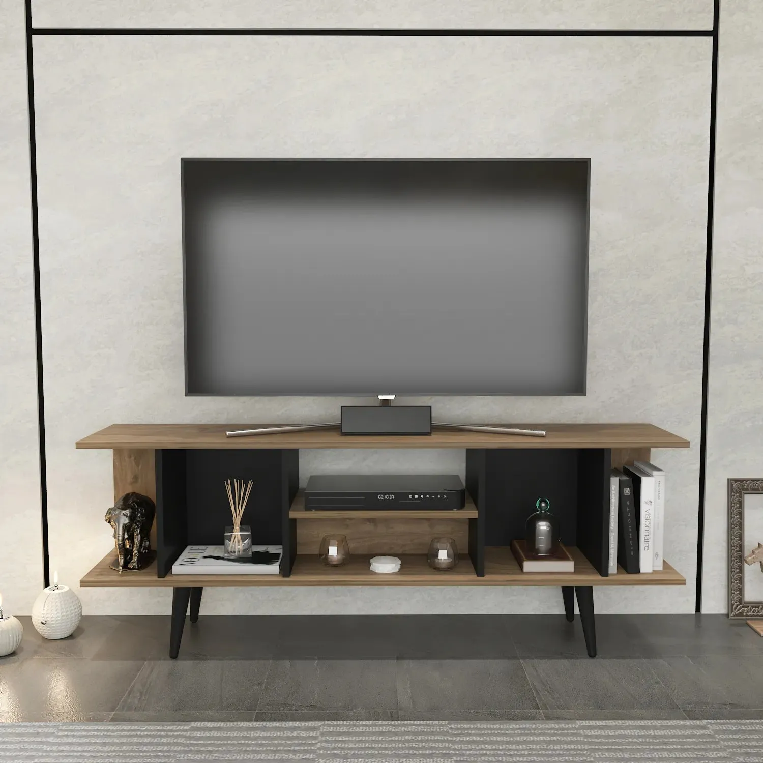 Akya 63 inch Wide TV Stand Media Console for TVs up to 72 inch Decorotika