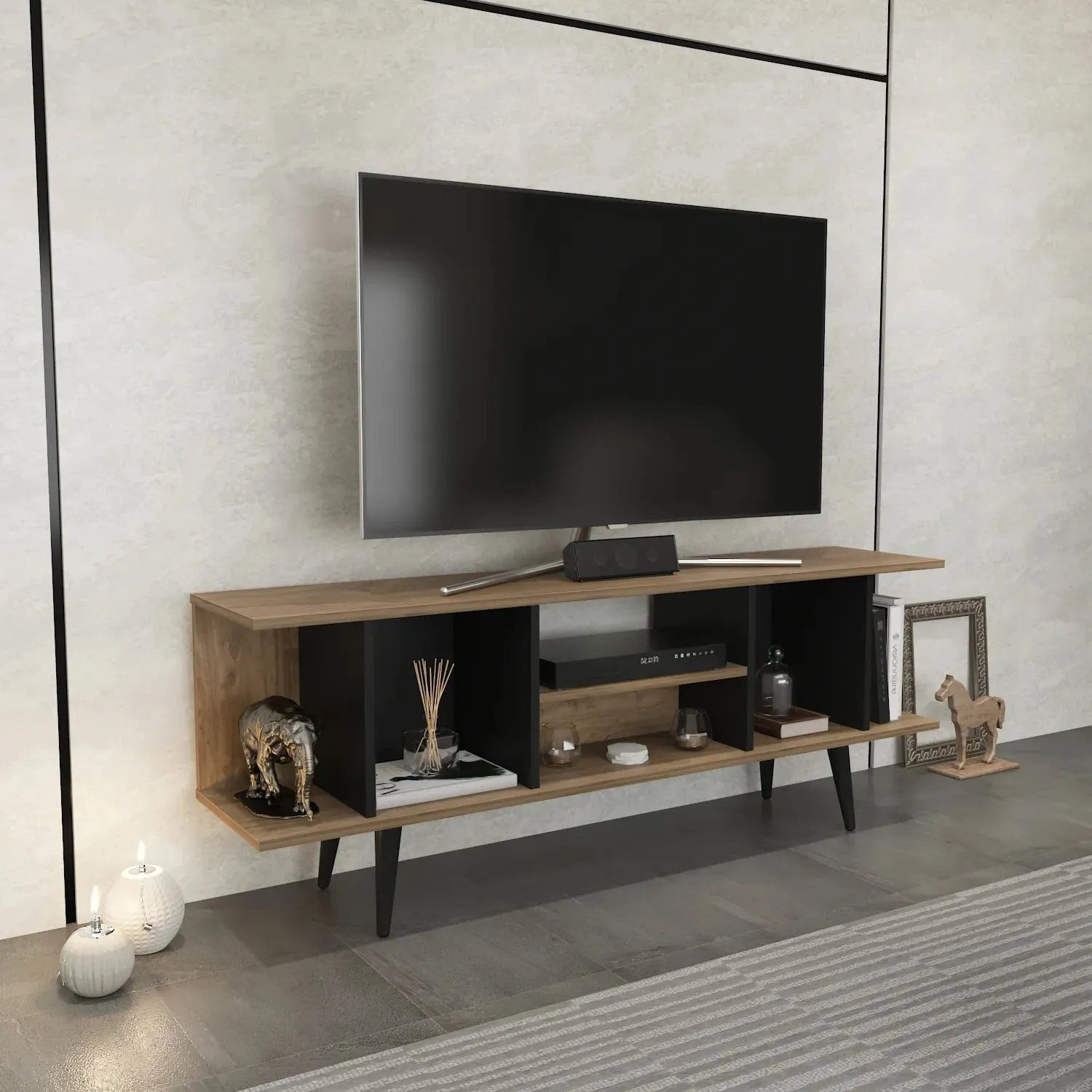 Akya 63 inch Wide TV Stand Media Console for TVs up to 72 inch Decorotika