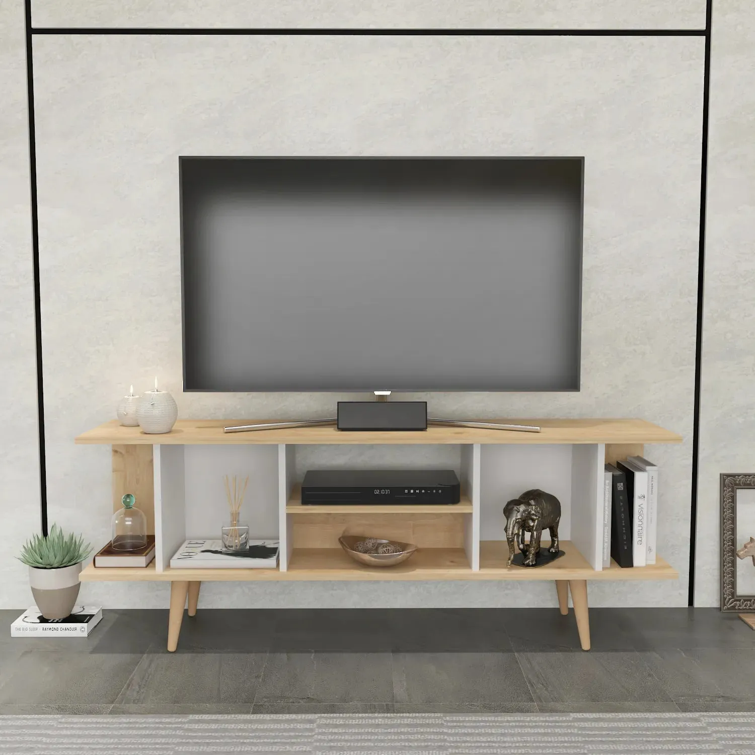 Akya 63 inch Wide TV Stand Media Console for TVs up to 72 inch Decorotika