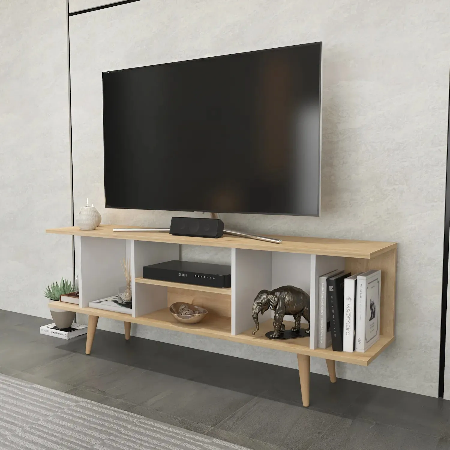 Akya 63 inch Wide TV Stand Media Console for TVs up to 72 inch Decorotika
