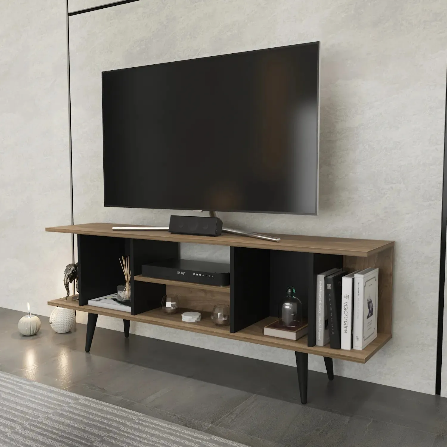 Akya 63 inch Wide TV Stand Media Console for TVs up to 72 inch Decorotika