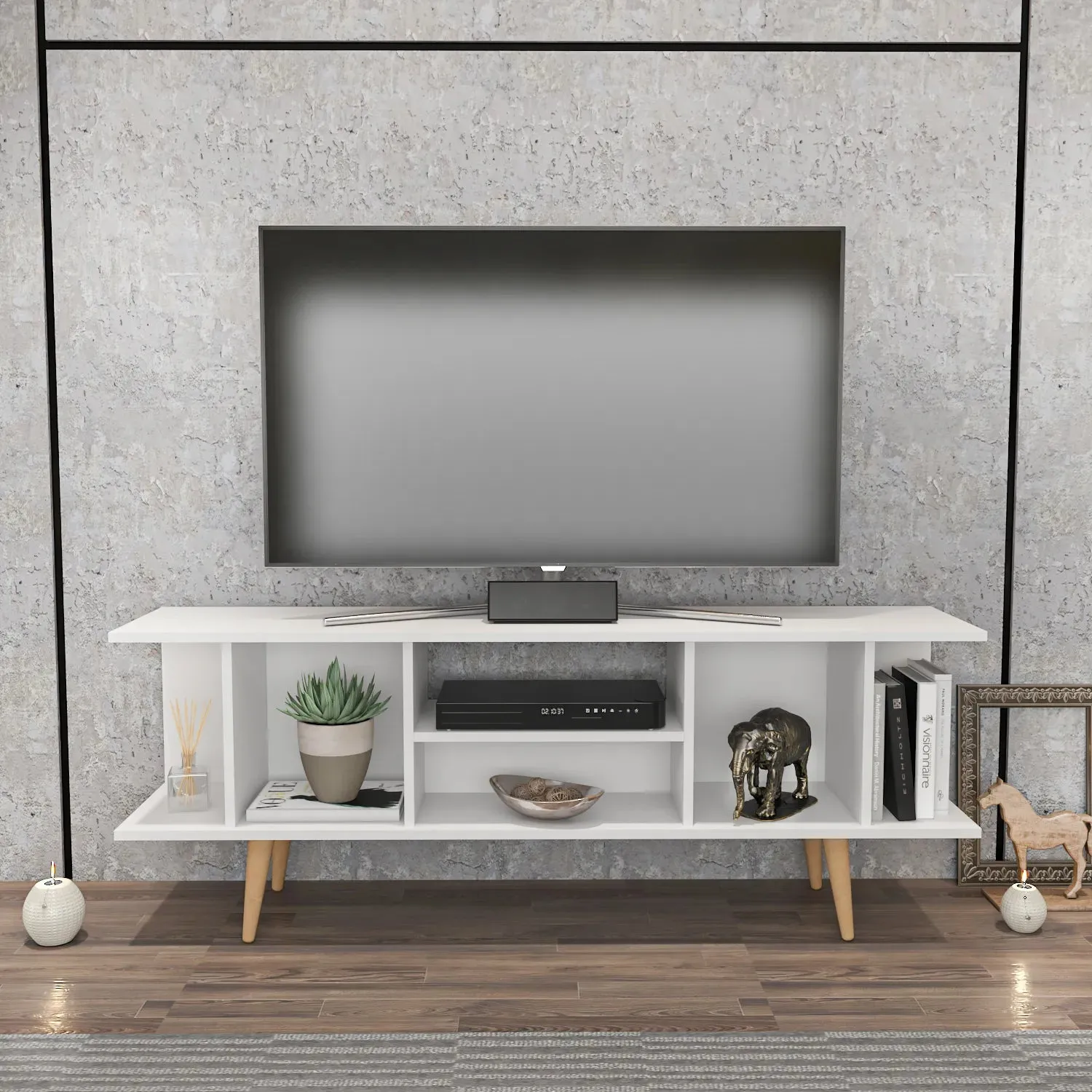 Akya 63 inch Wide TV Stand Media Console for TVs up to 72 inch Decorotika