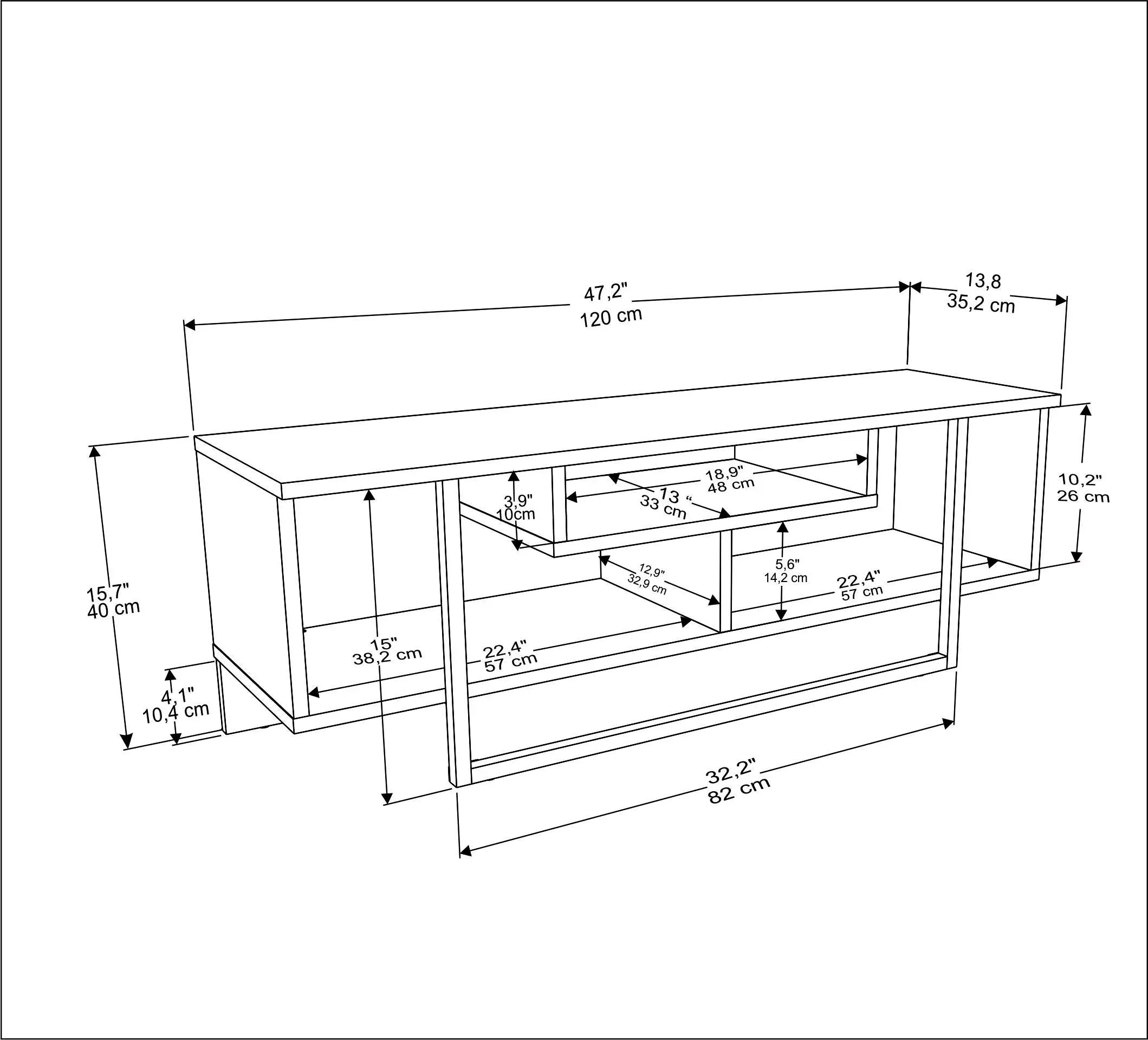 Asal 47'' TV Stand Media Consol for Up To 60'' TVs Decorotika