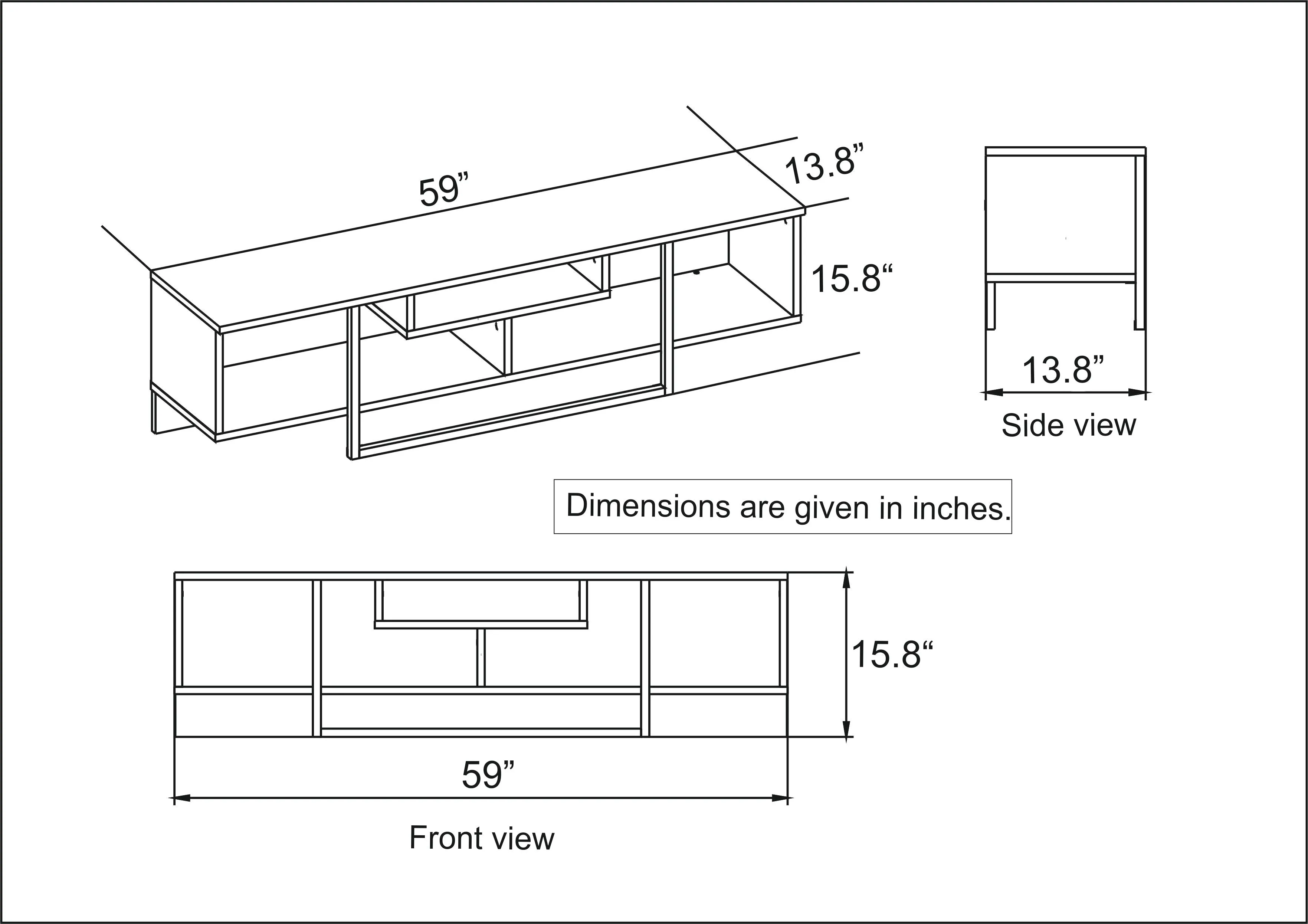 Asal 59'' TV Stand Media Consol for Up To 65'' TVs Decorotika