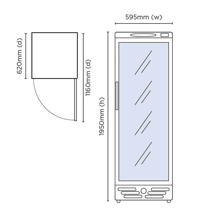Bromic 372L Flat Glass Door Upright Display Chiller GM0374 LED ECO