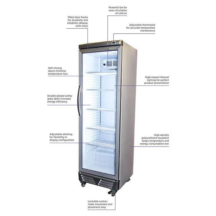 Bromic 372L Flat Glass Door Upright Display Chiller GM0374 LED ECO