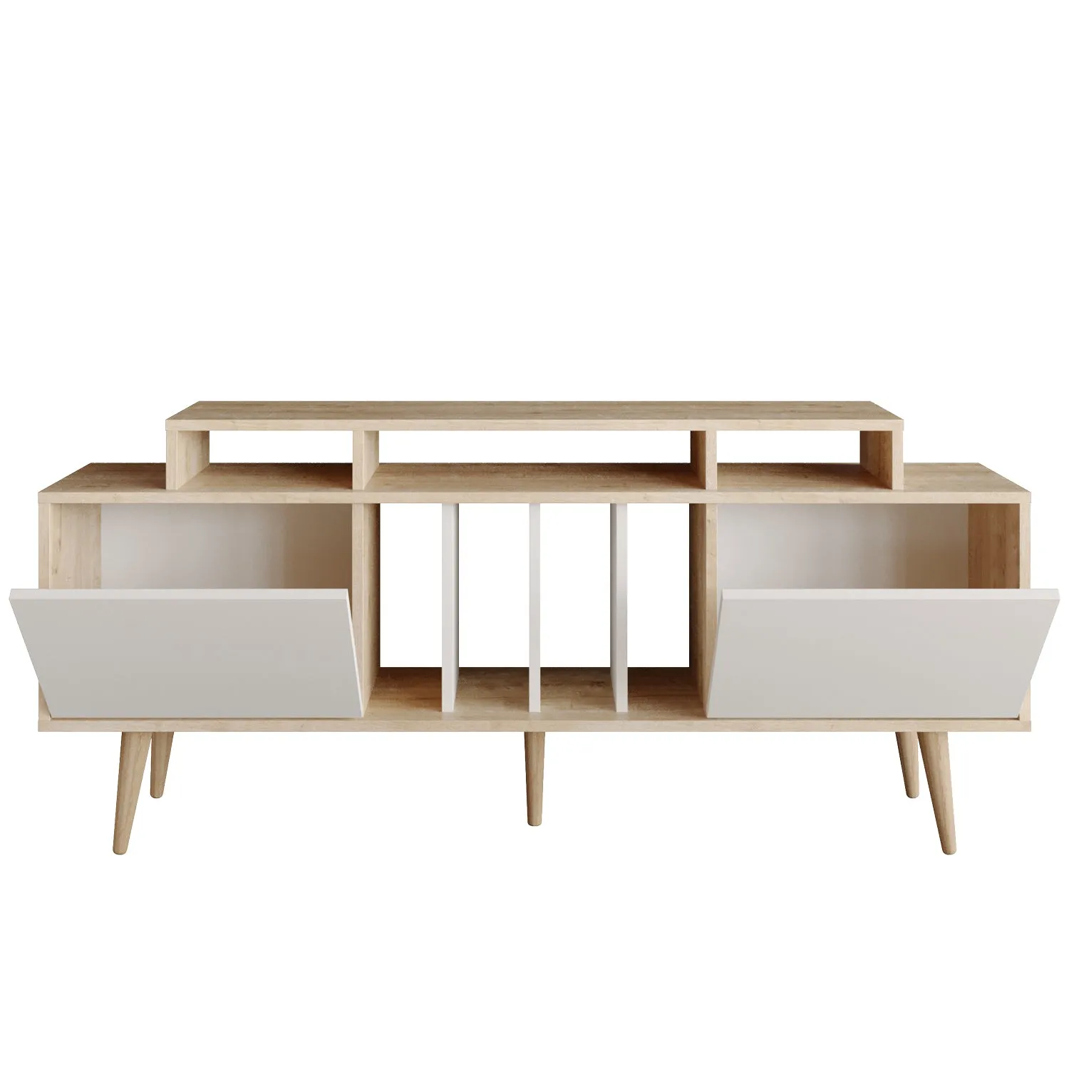 Char 63" TV Stand and Media Console with Cabinets and Shelves for TVs up to 72" Decorotika