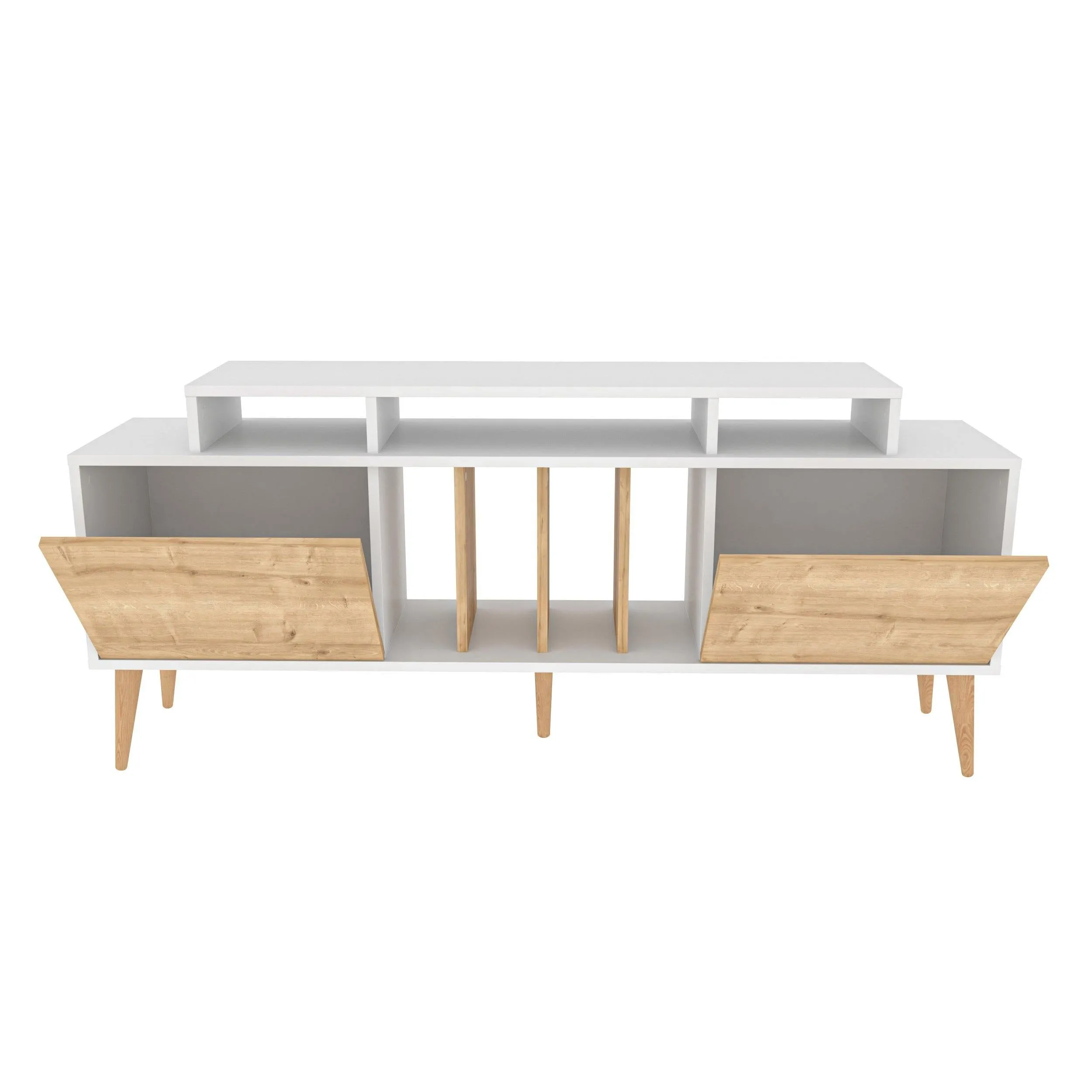 Char 63" TV Stand and Media Console with Cabinets and Shelves for TVs up to 72" Decorotika