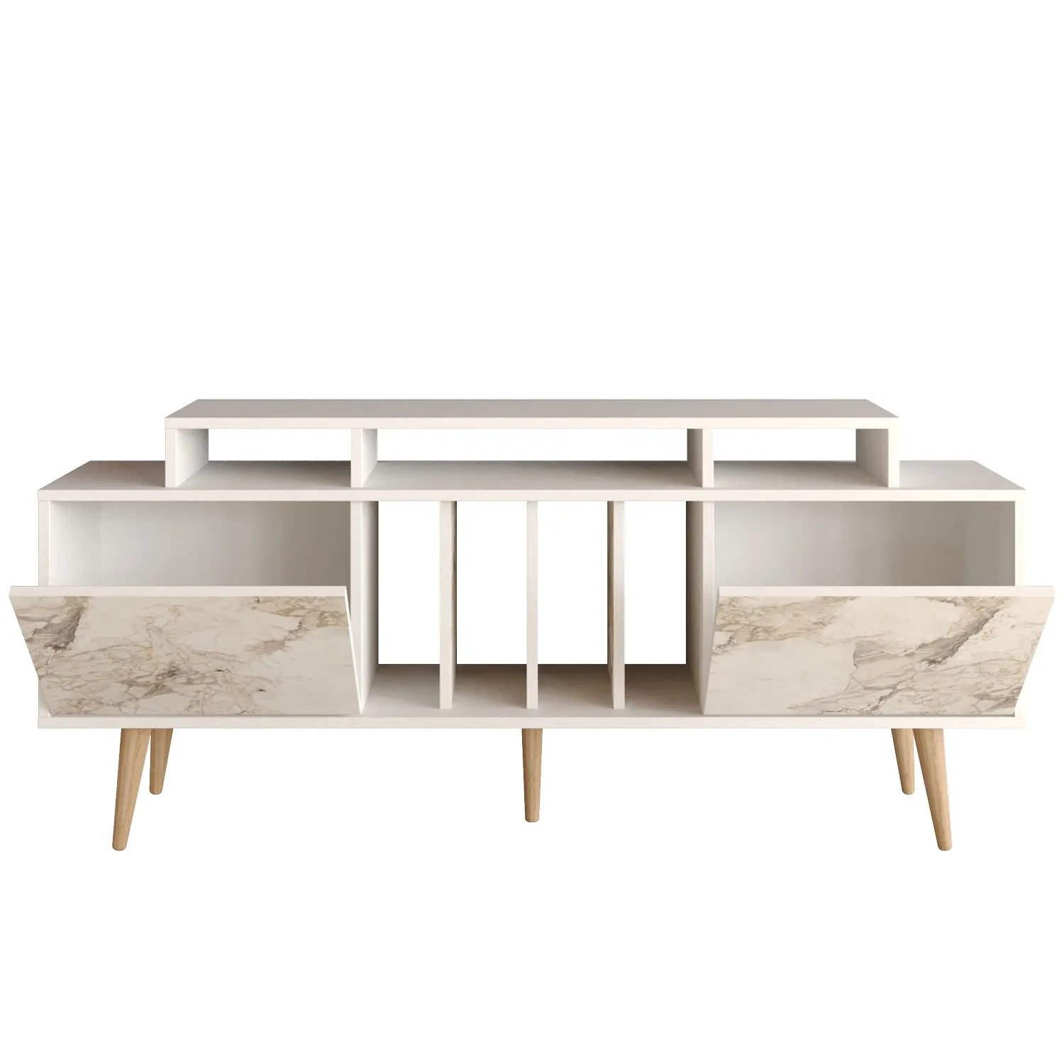 Char 63" TV Stand and Media Console with Cabinets and Shelves for TVs up to 72" Decorotika