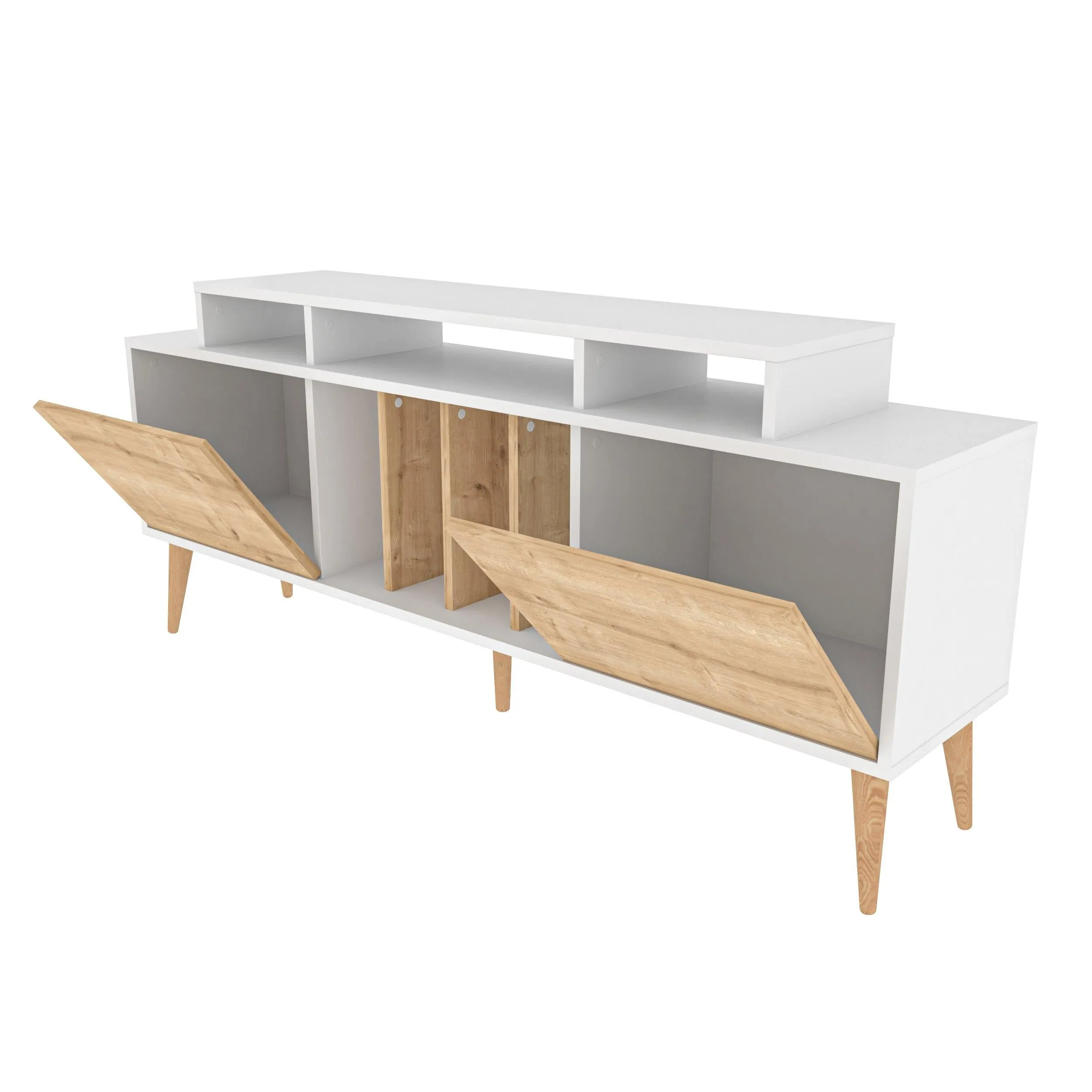 Char 63" TV Stand and Media Console with Cabinets and Shelves for TVs up to 72" Decorotika