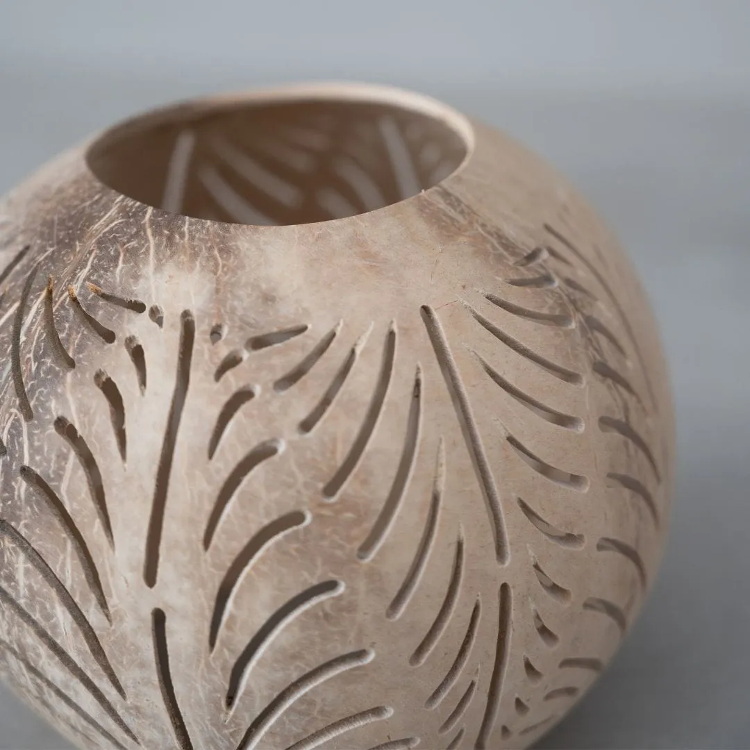 Coconut Tealight Holder | Open Bottom | Natural 12x10cm Zoco Home