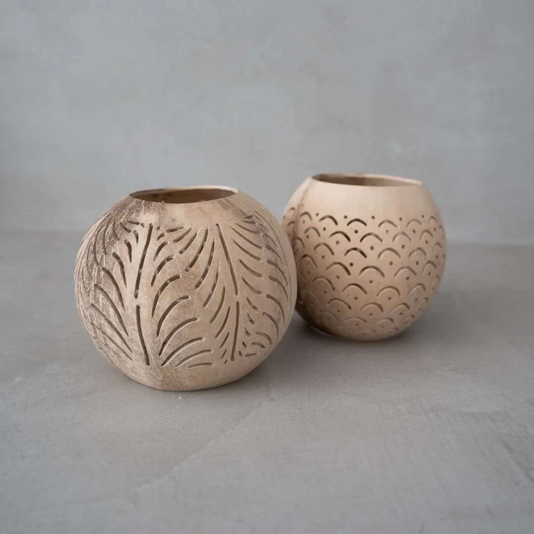 Coconut Tealight Holder | Open Bottom | Natural 12x10cm Zoco Home