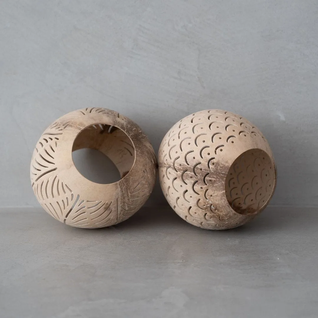 Coconut Tealight Holder | Open Bottom | Natural 12x10cm Zoco Home