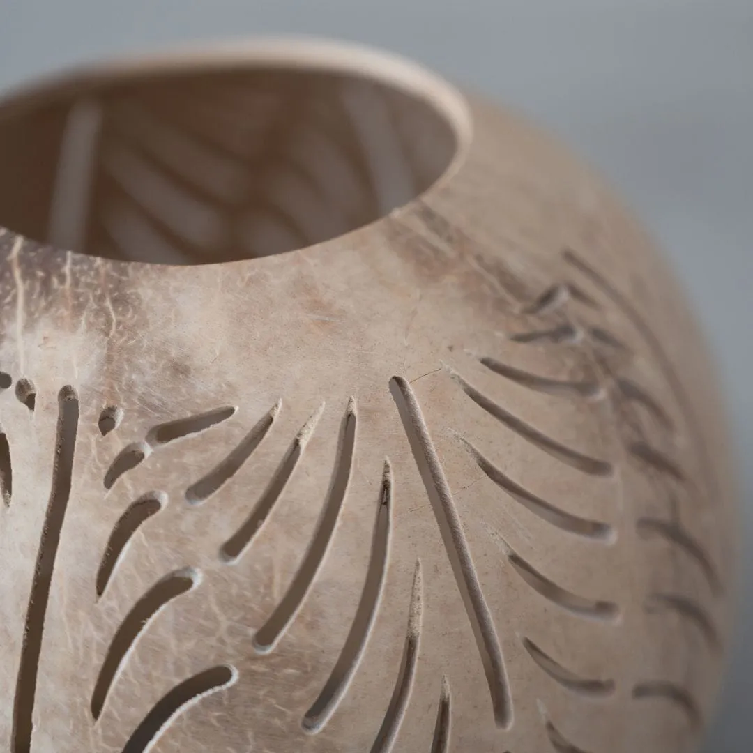 Coconut Tealight Holder | Open Bottom | Natural 12x10cm Zoco Home