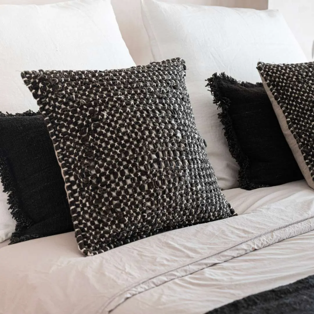 Cotton Cushion Cover Fancy | Black 50x50cm Zoco Home