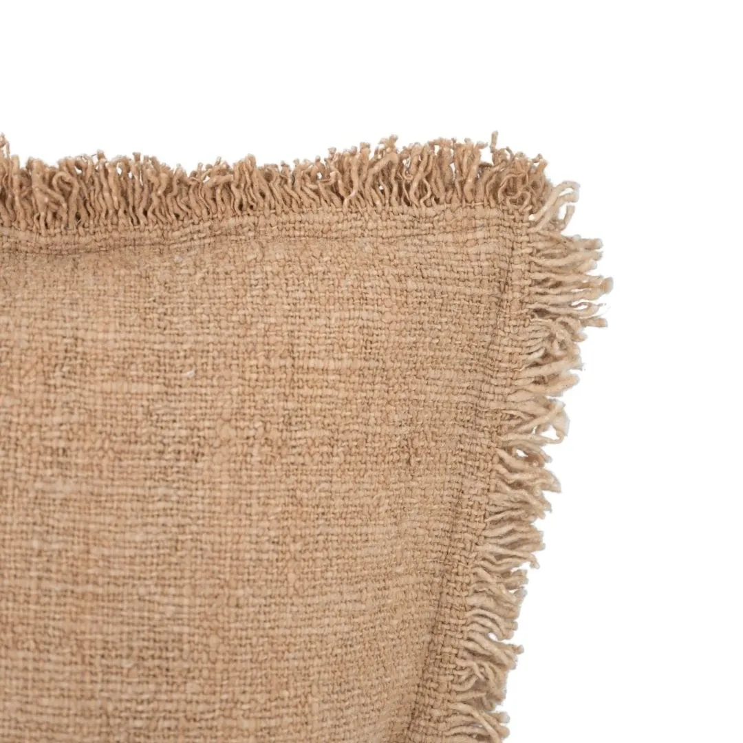 Cotton Cushion Cover Fringed Edge | Oatmeal 50x50cm Zoco Home