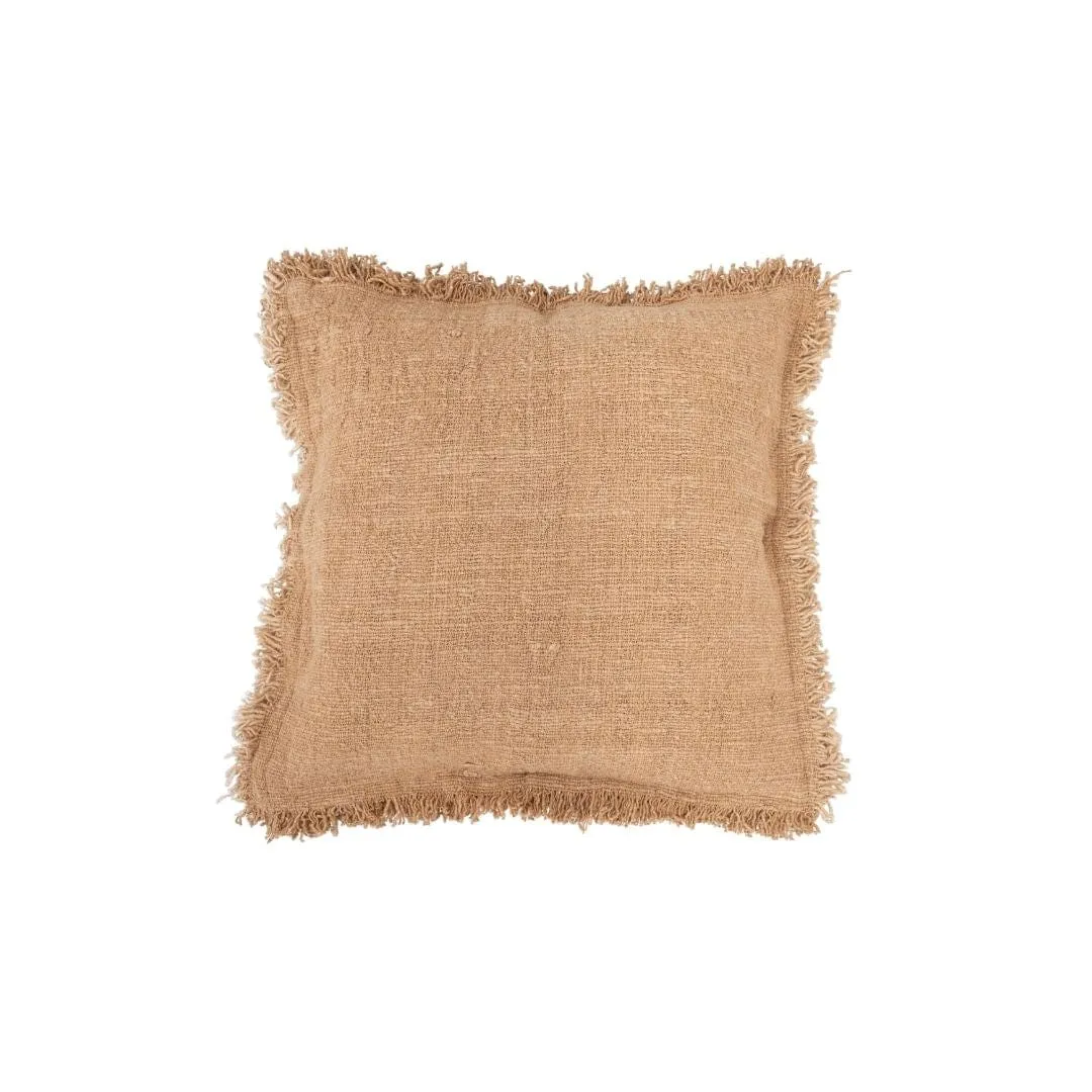 Cotton Cushion Cover Fringed Edge | Oatmeal 50x50cm Zoco Home