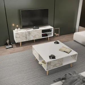 Decorotika Ronas Modern Living Room Set with Wood TV Stand and Wood Coffee Table Decorotika