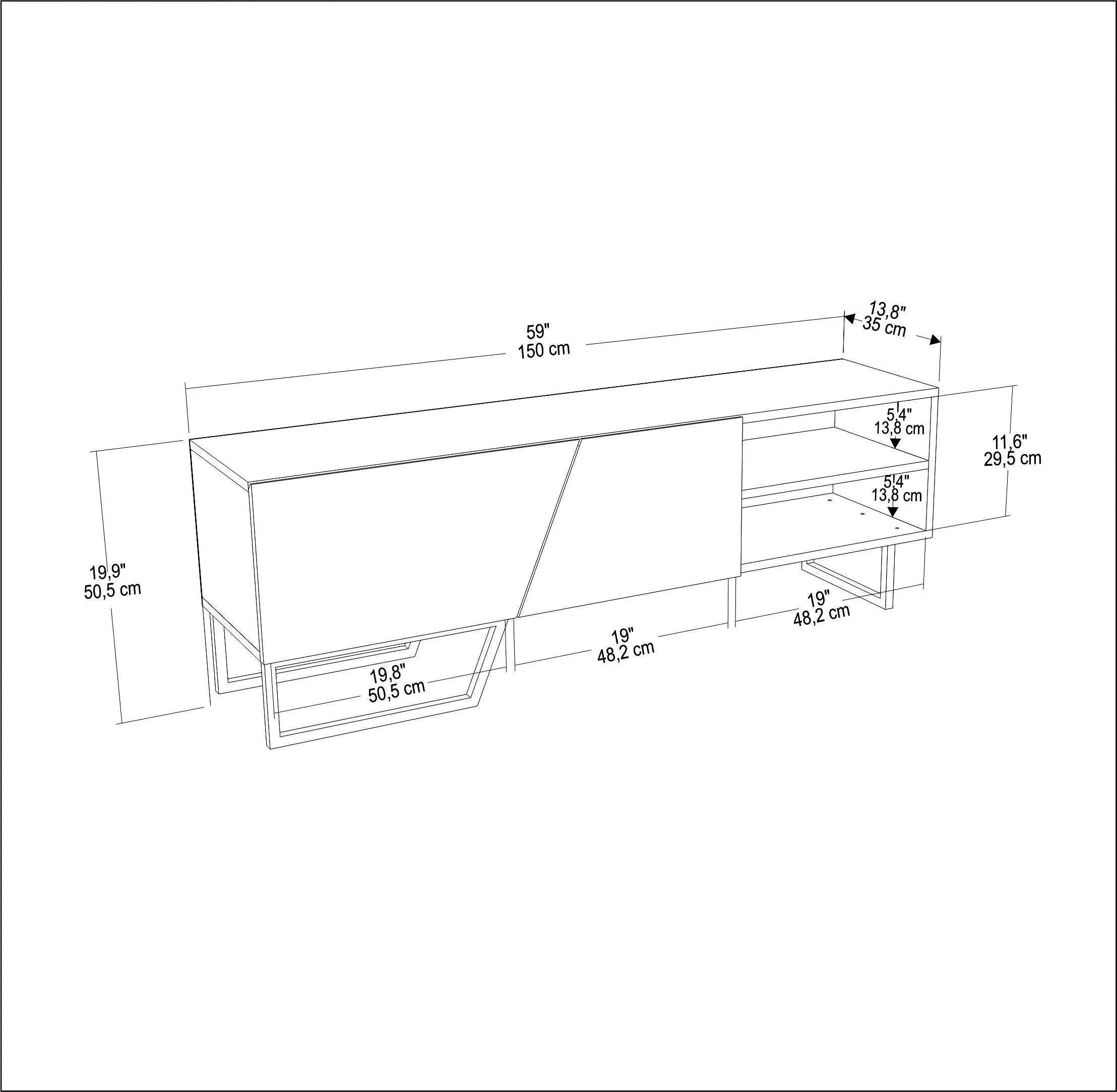 Denasse 60" Wide Modern TV Stand and Media Console Decorotika