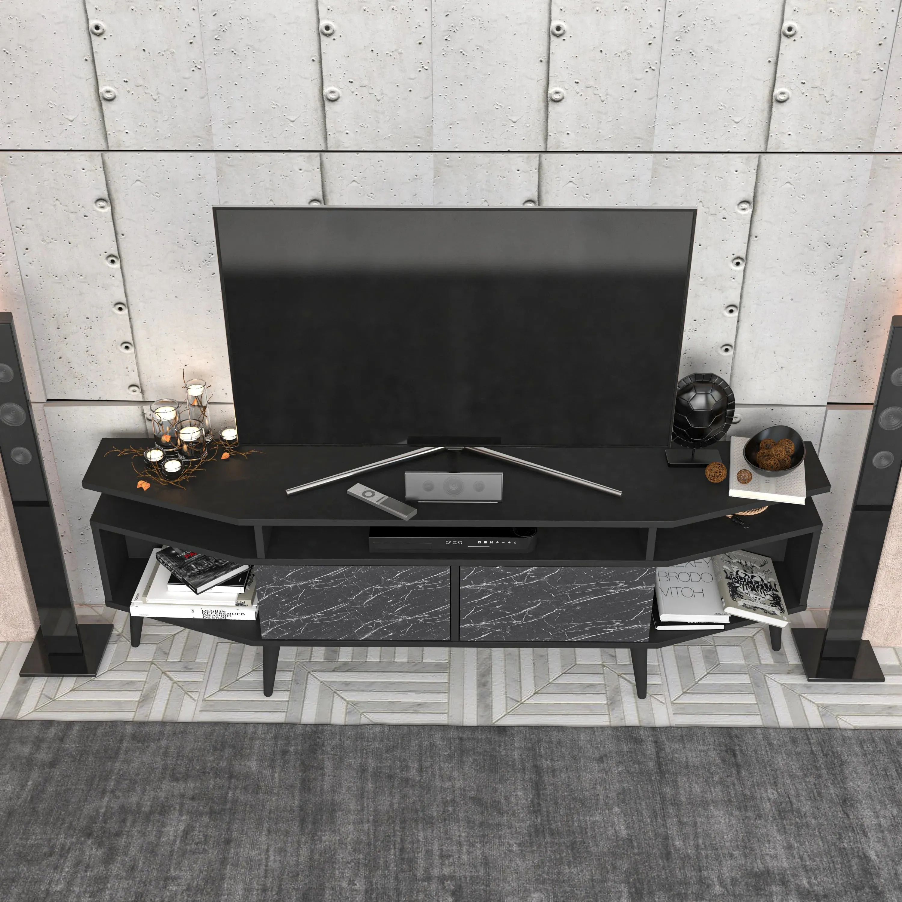 Dennis 71 in Wide Modern TV Stand Media Console with Storage for TVs up to 80 in Decorotika