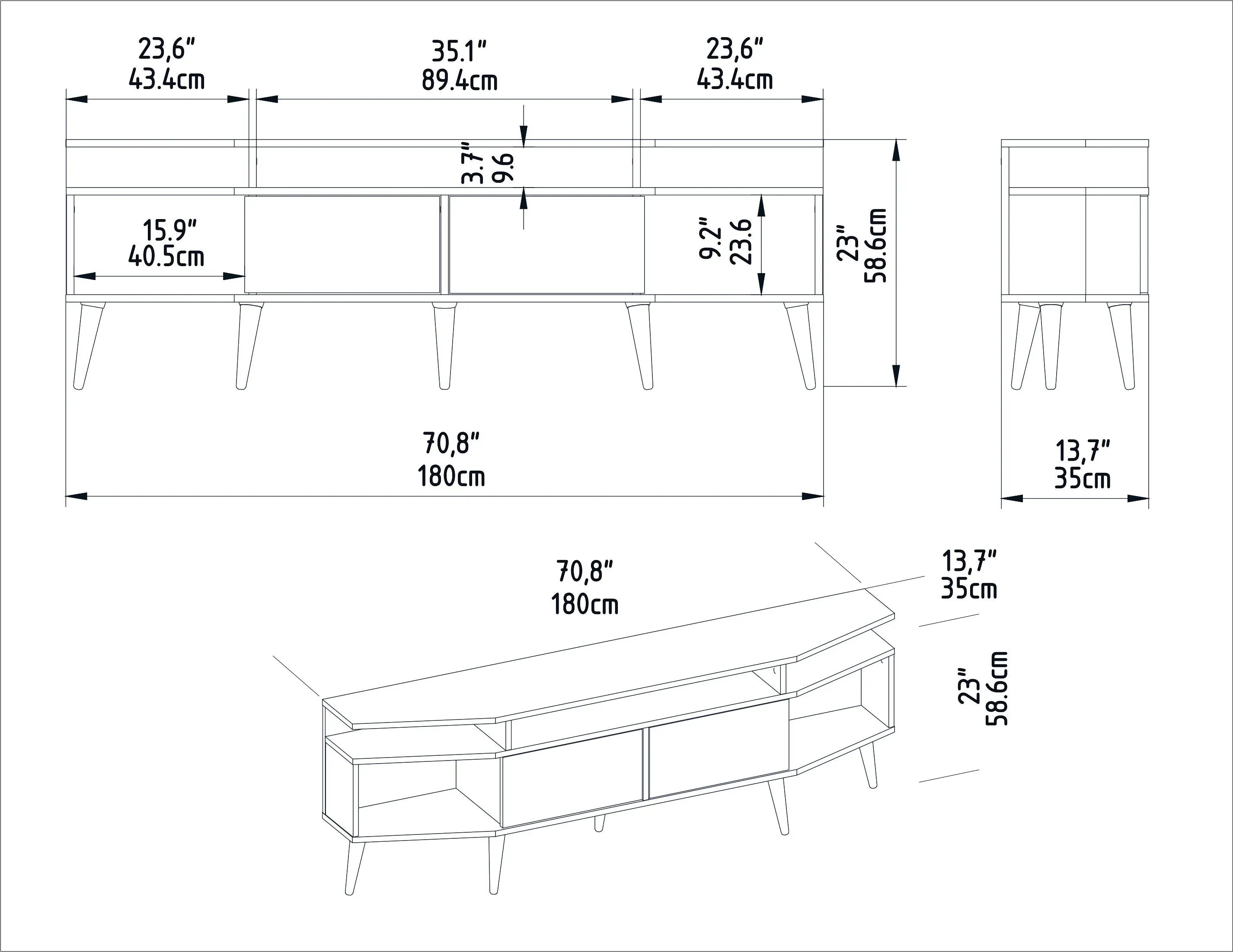 Dennis 71 in Wide Modern TV Stand Media Console with Storage for TVs up to 80 in Decorotika
