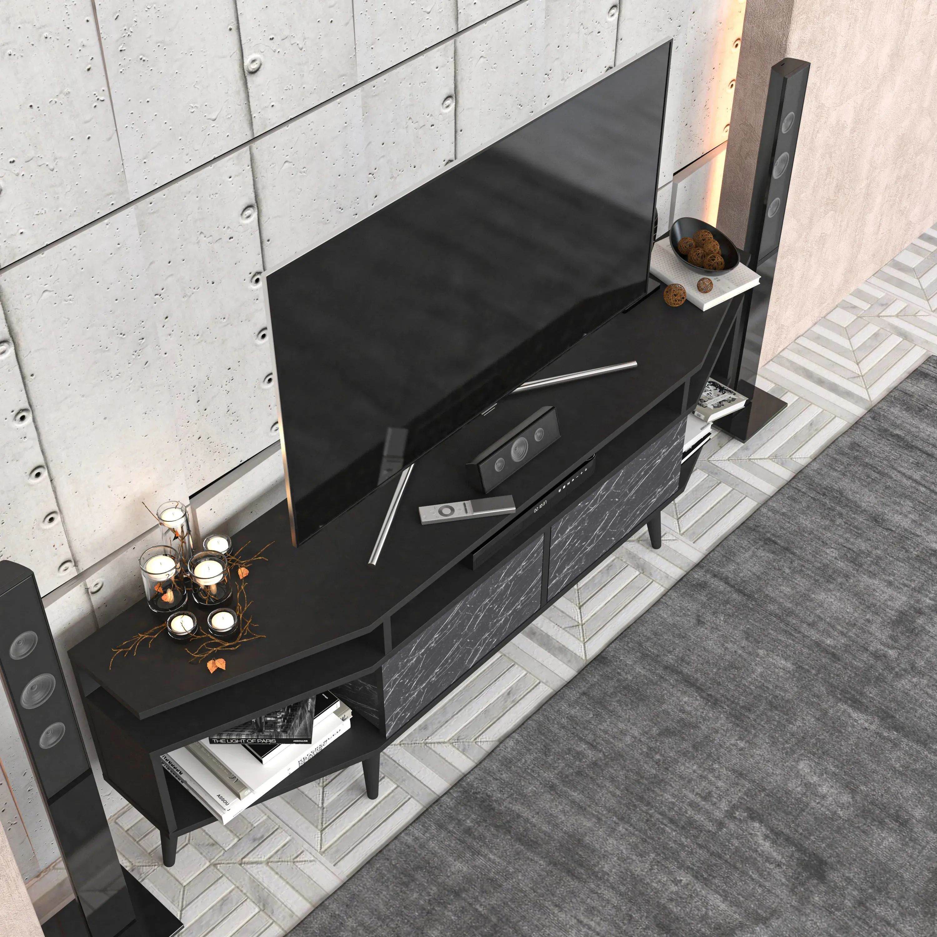 Dennis 71 in Wide Modern TV Stand Media Console with Storage for TVs up to 80 in Decorotika