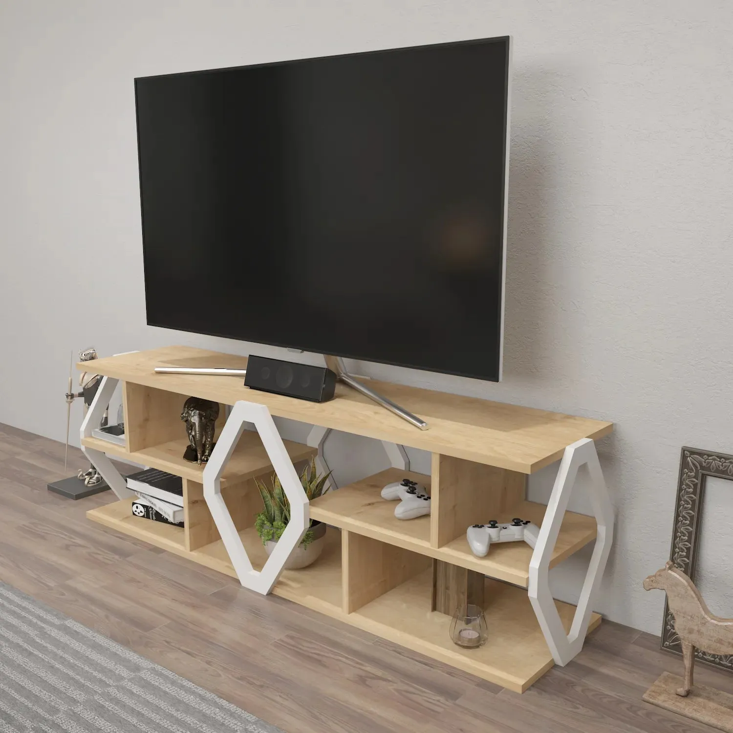 Erisa 55 inch Wide TV Stand Media Console for TVs up to 60 inch Decorotika