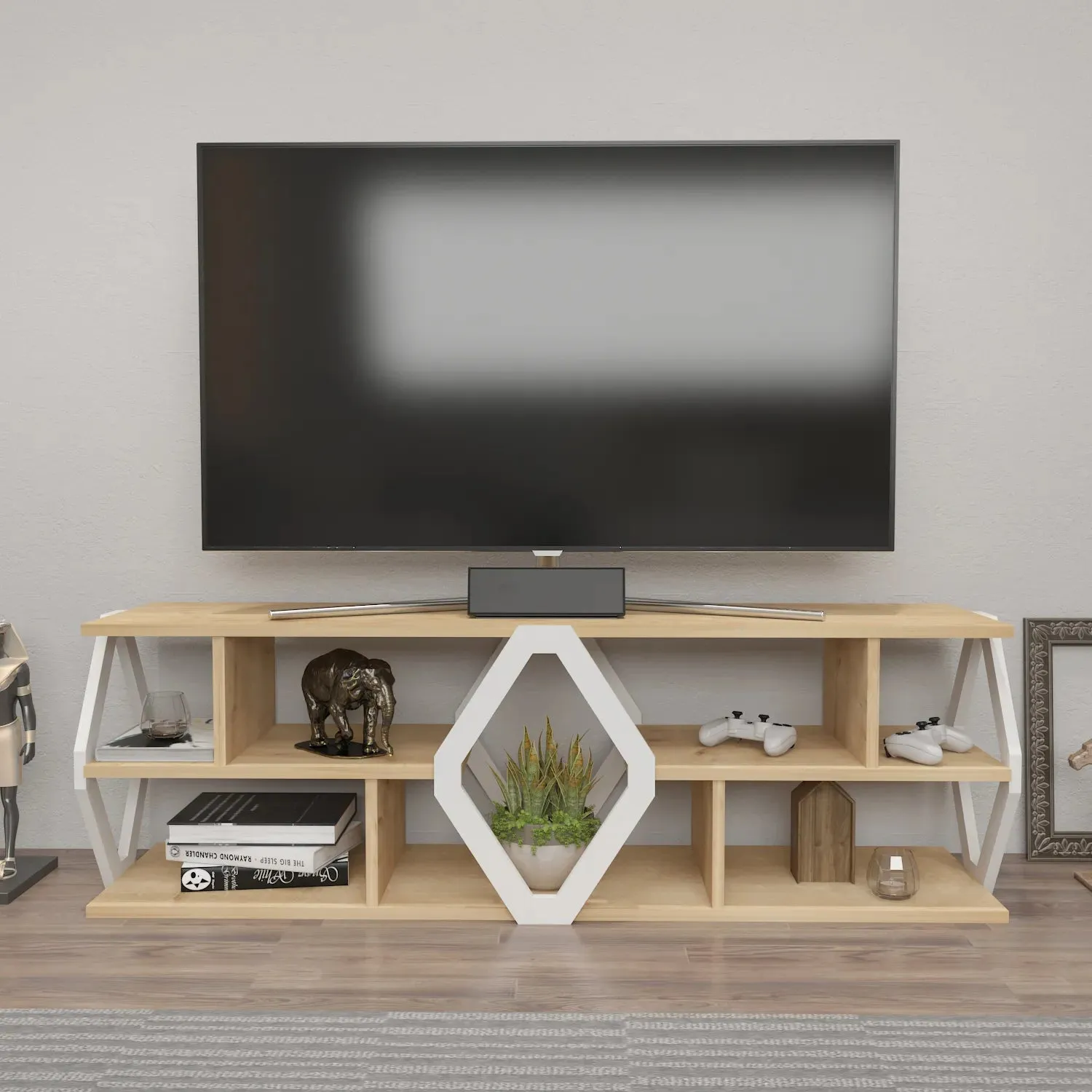 Erisa 55 inch Wide TV Stand Media Console for TVs up to 60 inch Decorotika