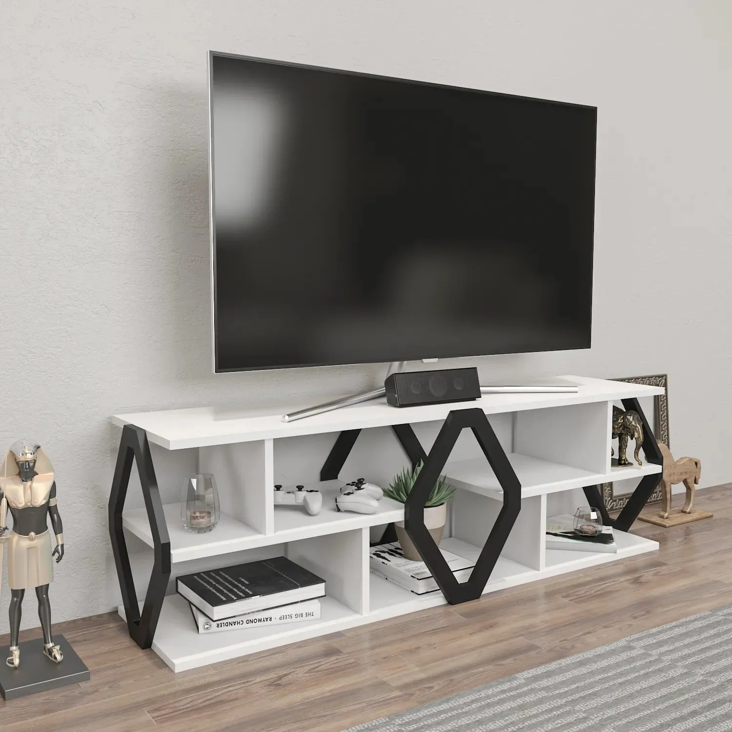 Erisa 55 inch Wide TV Stand Media Console for TVs up to 60 inch Decorotika