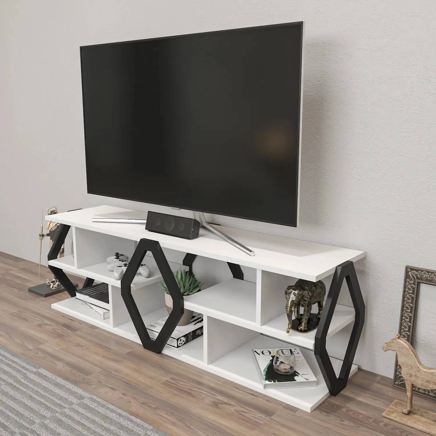 Erisa 55 inch Wide TV Stand Media Console for TVs up to 60 inch Decorotika