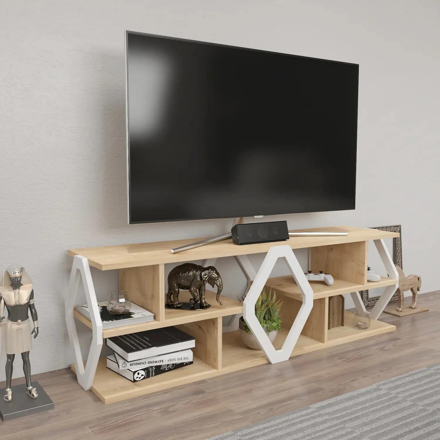 Erisa 55 inch Wide TV Stand Media Console for TVs up to 60 inch Decorotika