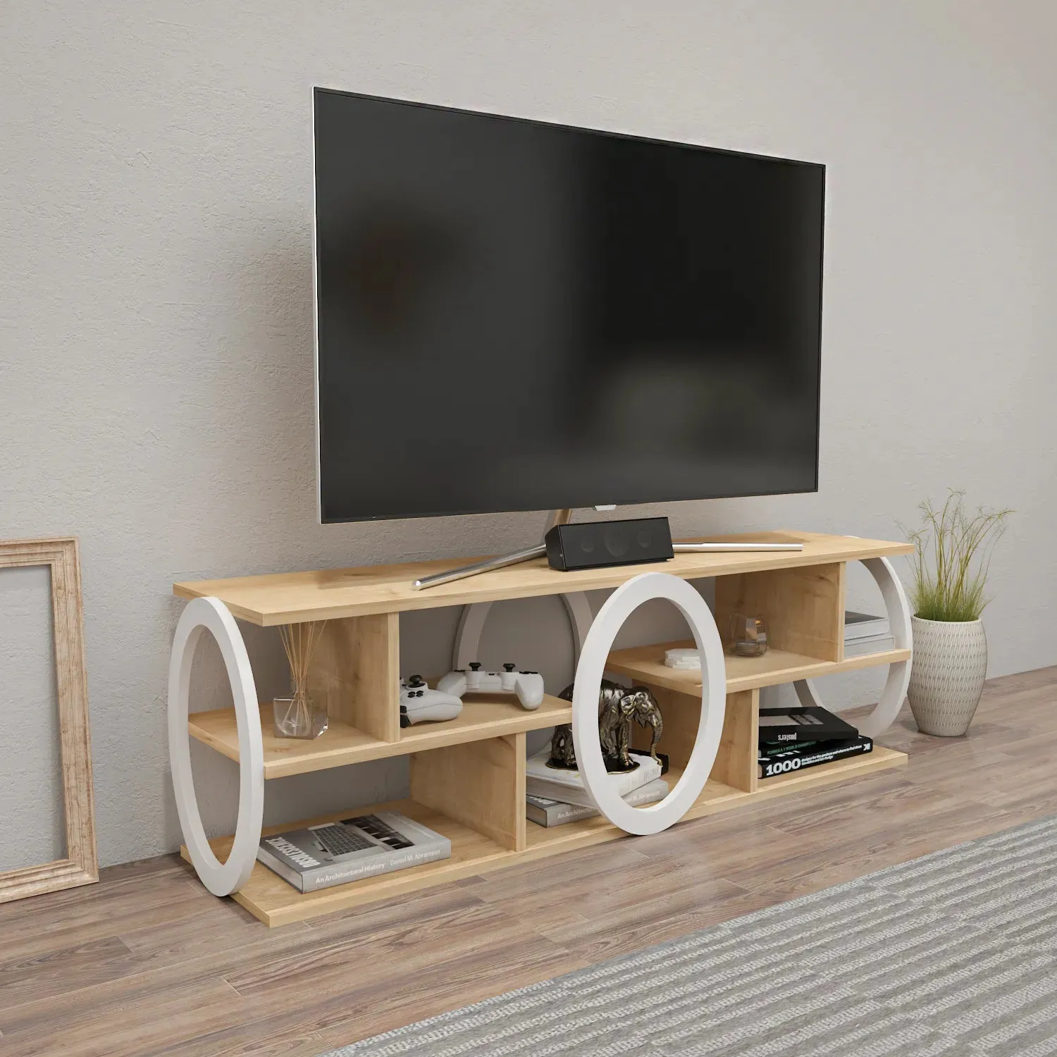 Fale 55 inch Wide TV Stand Media Console for TVs up to 60 inch Decorotika