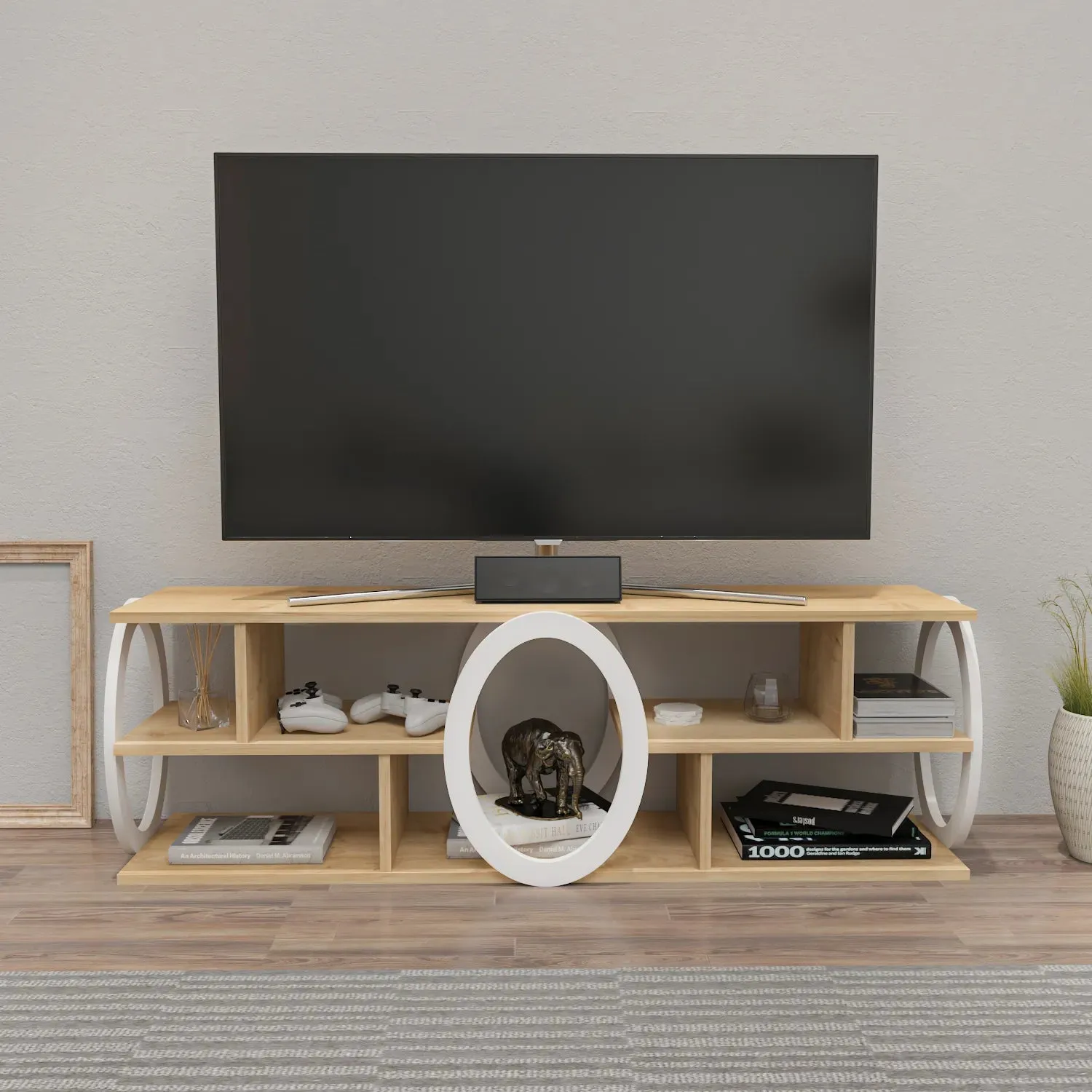 Fale 55 inch Wide TV Stand Media Console for TVs up to 60 inch Decorotika