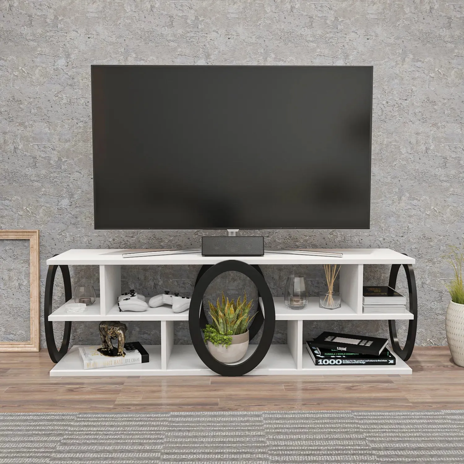 Fale 55 inch Wide TV Stand Media Console for TVs up to 60 inch Decorotika