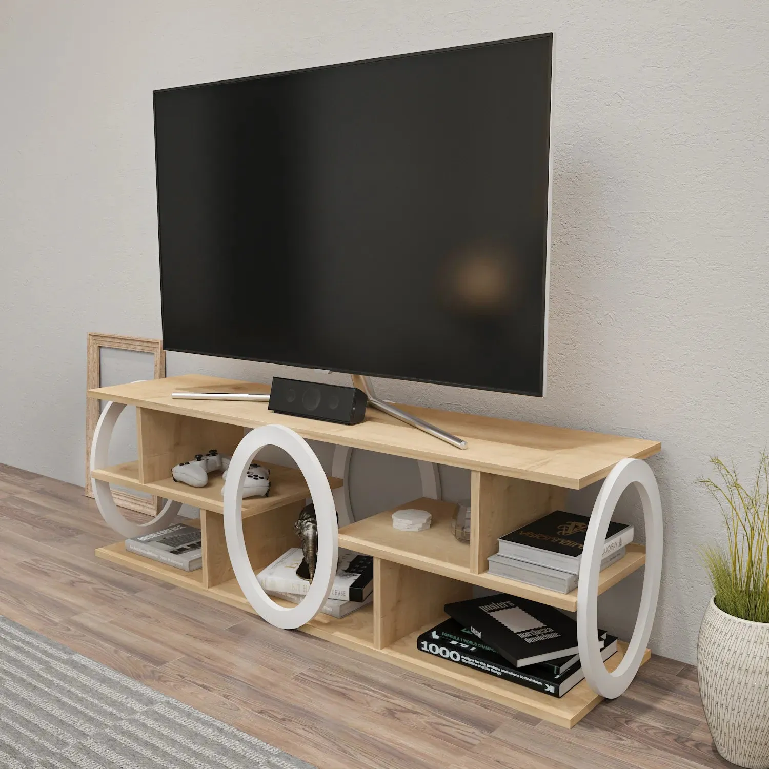 Fale 55 inch Wide TV Stand Media Console for TVs up to 60 inch Decorotika