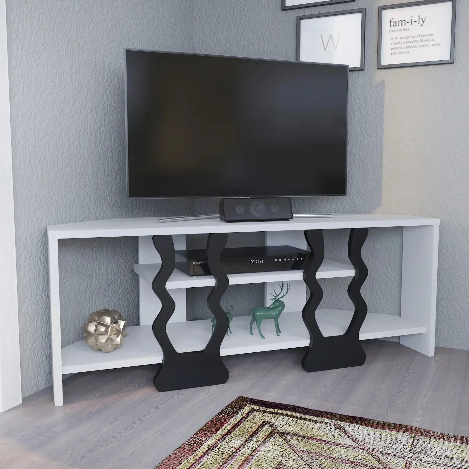 Firal 43 inch Wide Corner TV Stand Media Console for TVs up to 49 inch Decorotika