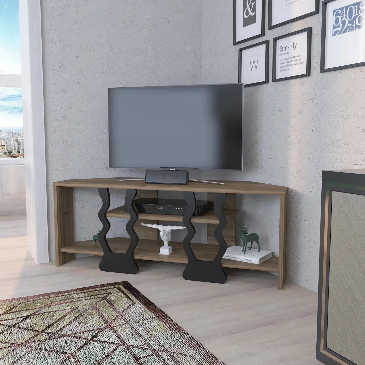 Firal 43 inch Wide Corner TV Stand Media Console for TVs up to 49 inch Decorotika