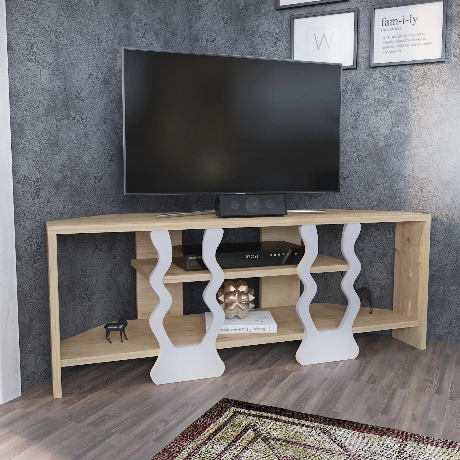 Firal 43 inch Wide Corner TV Stand Media Console for TVs up to 49 inch Decorotika