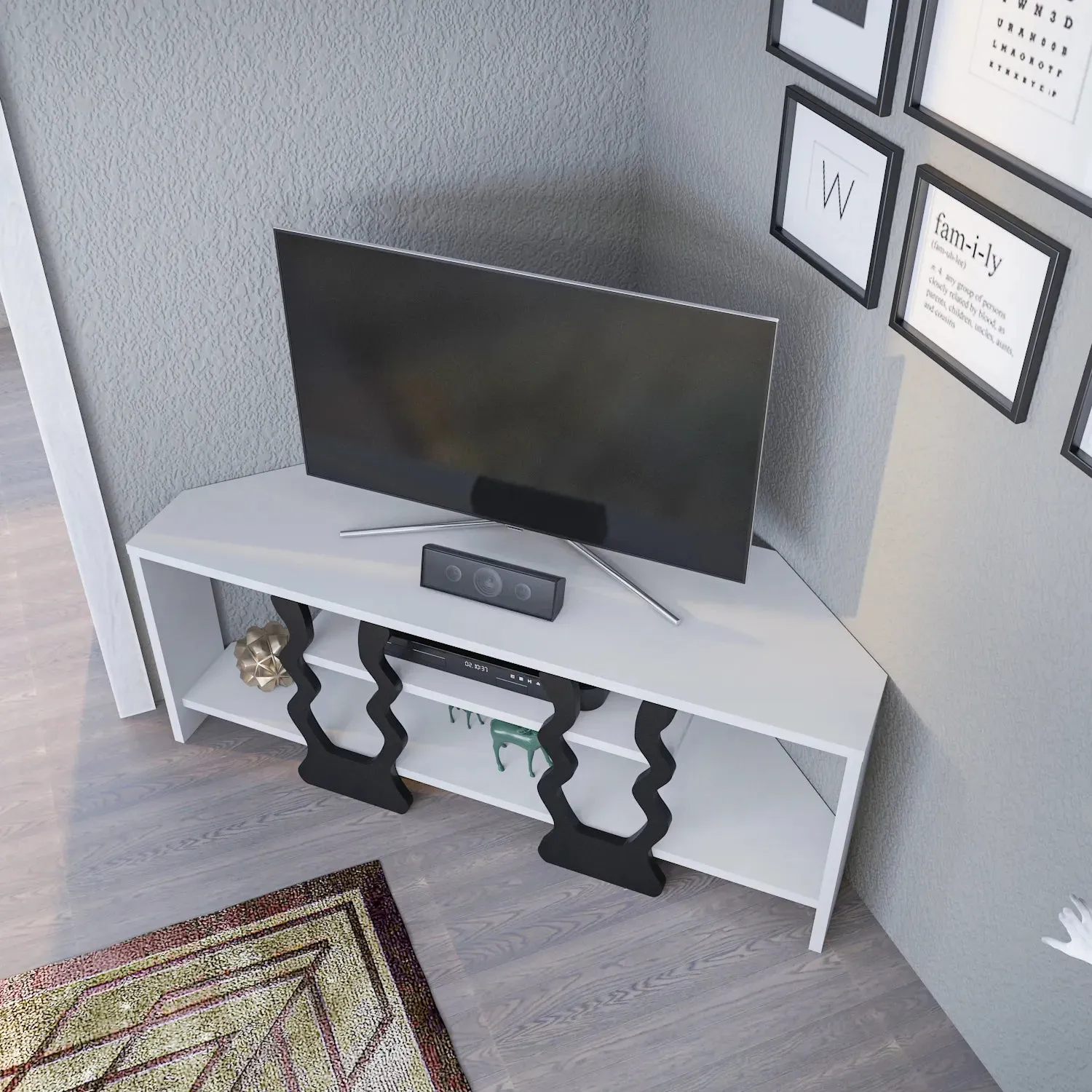 Firal 43 inch Wide Corner TV Stand Media Console for TVs up to 49 inch Decorotika