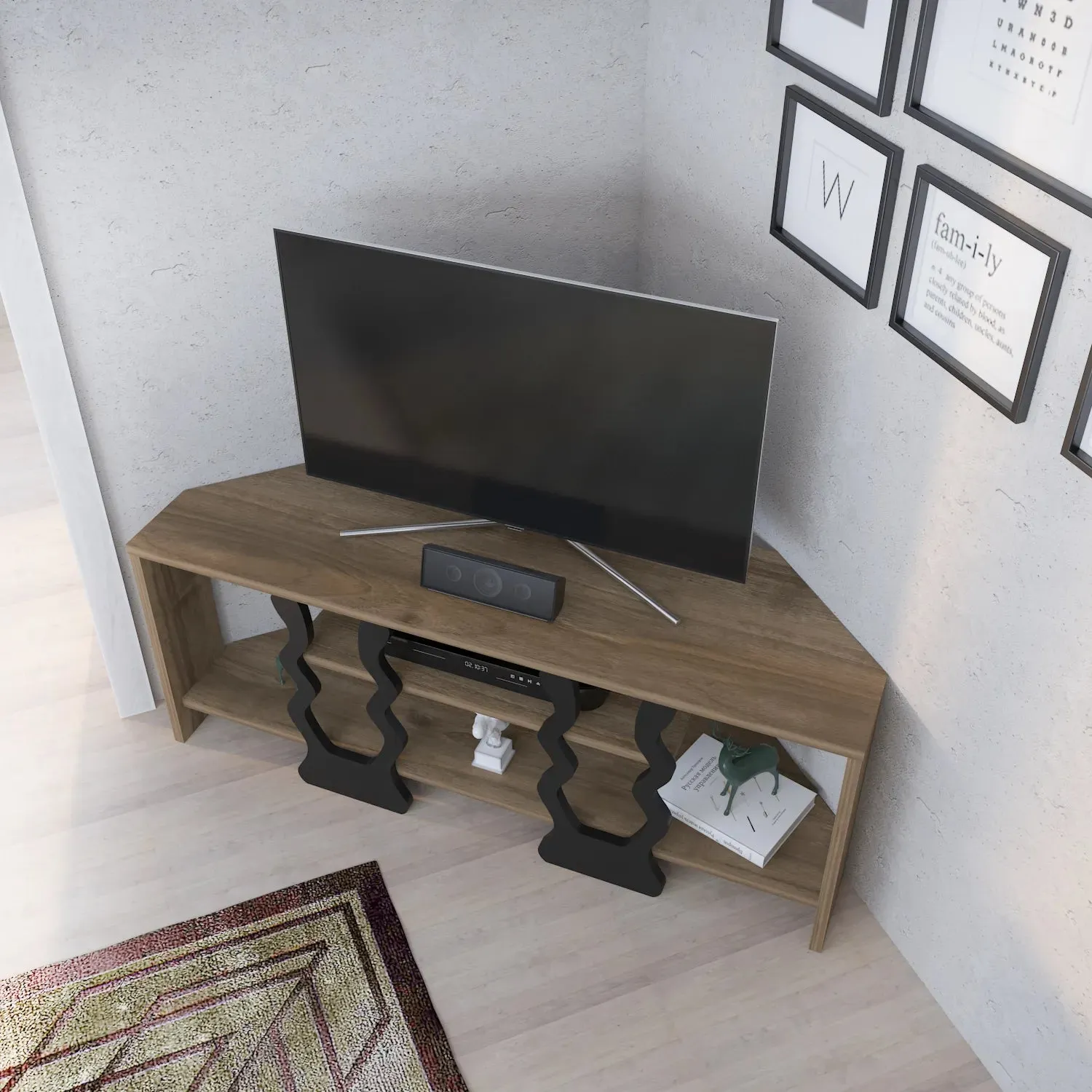 Firal 43 inch Wide Corner TV Stand Media Console for TVs up to 49 inch Decorotika