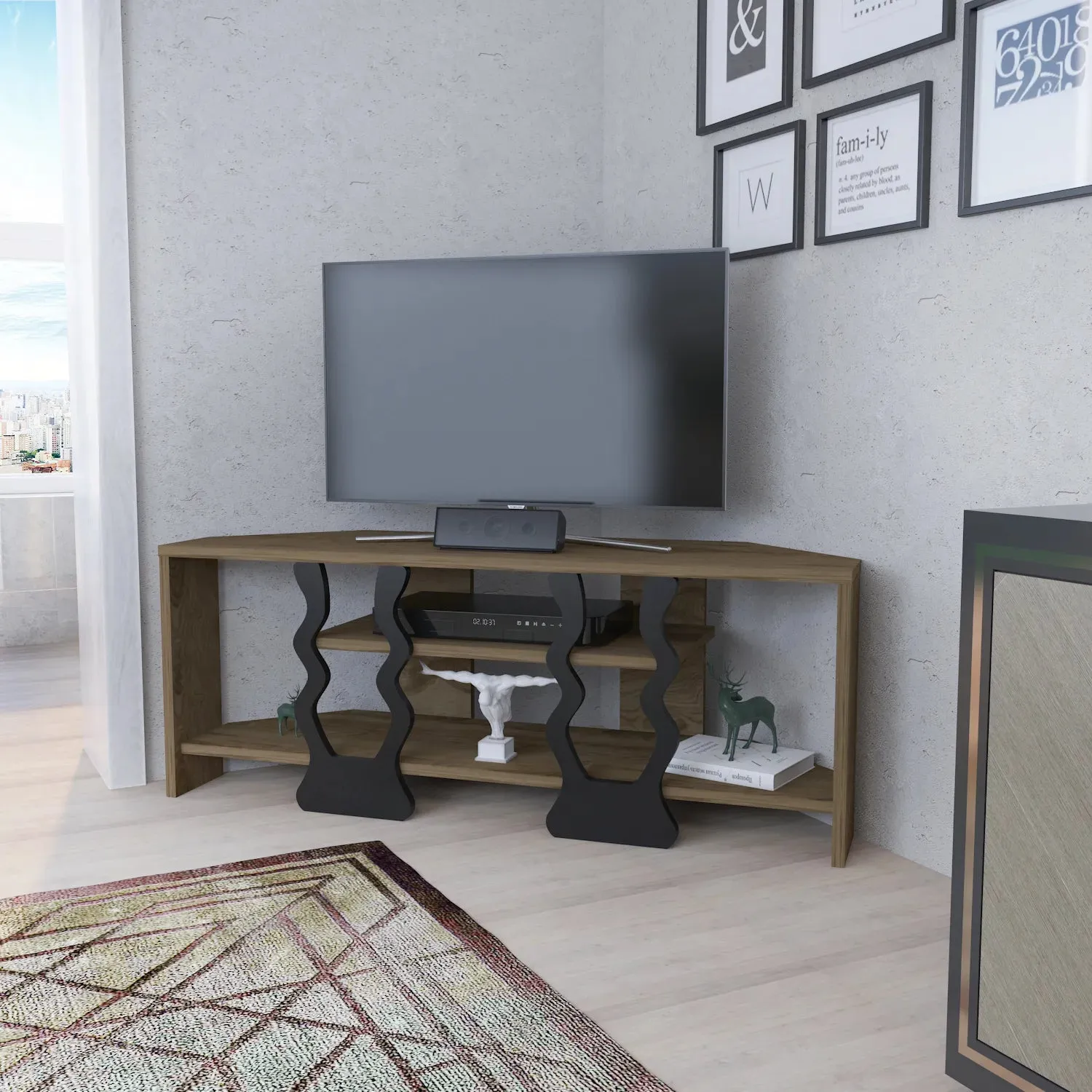 Firal 43 inch Wide Corner TV Stand Media Console for TVs up to 49 inch Decorotika