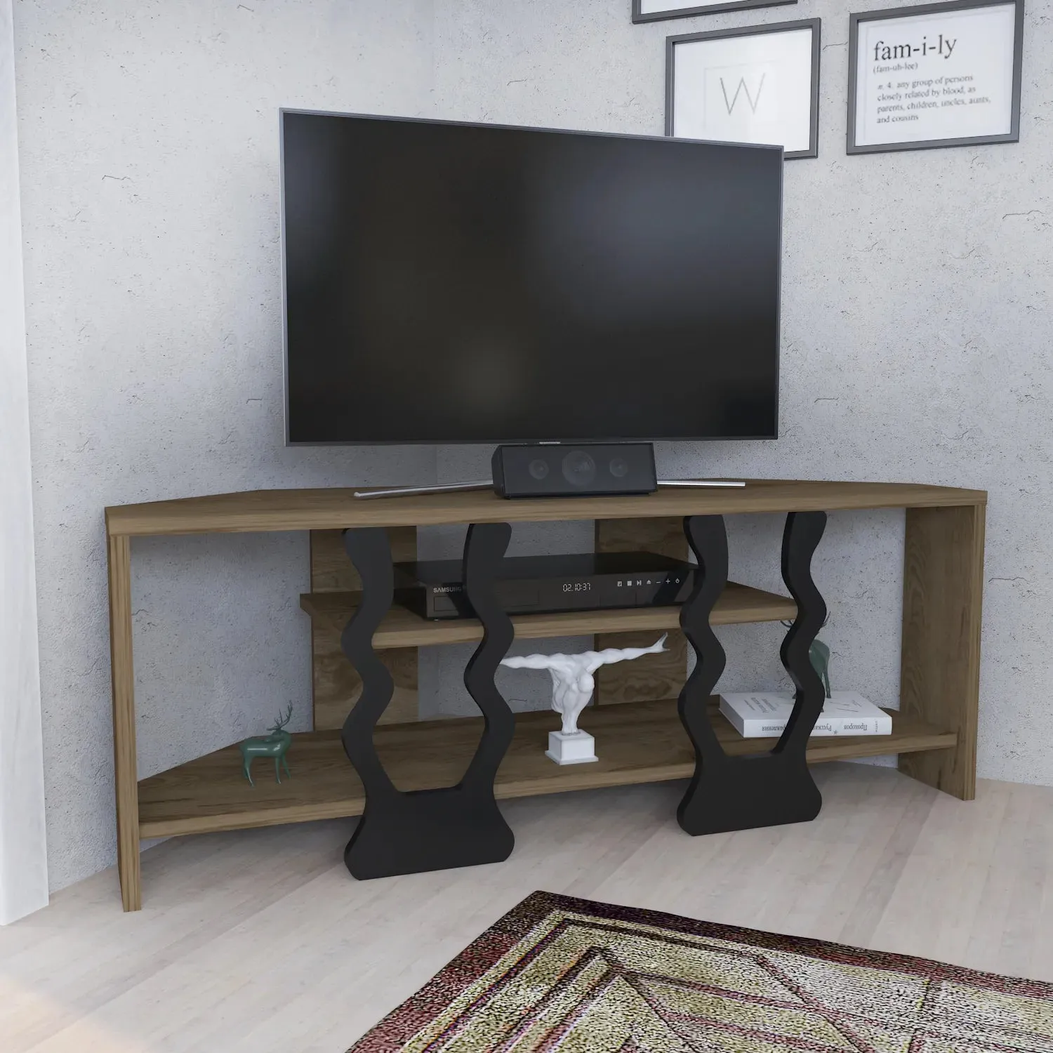 Firal 43 inch Wide Corner TV Stand Media Console for TVs up to 49 inch Decorotika