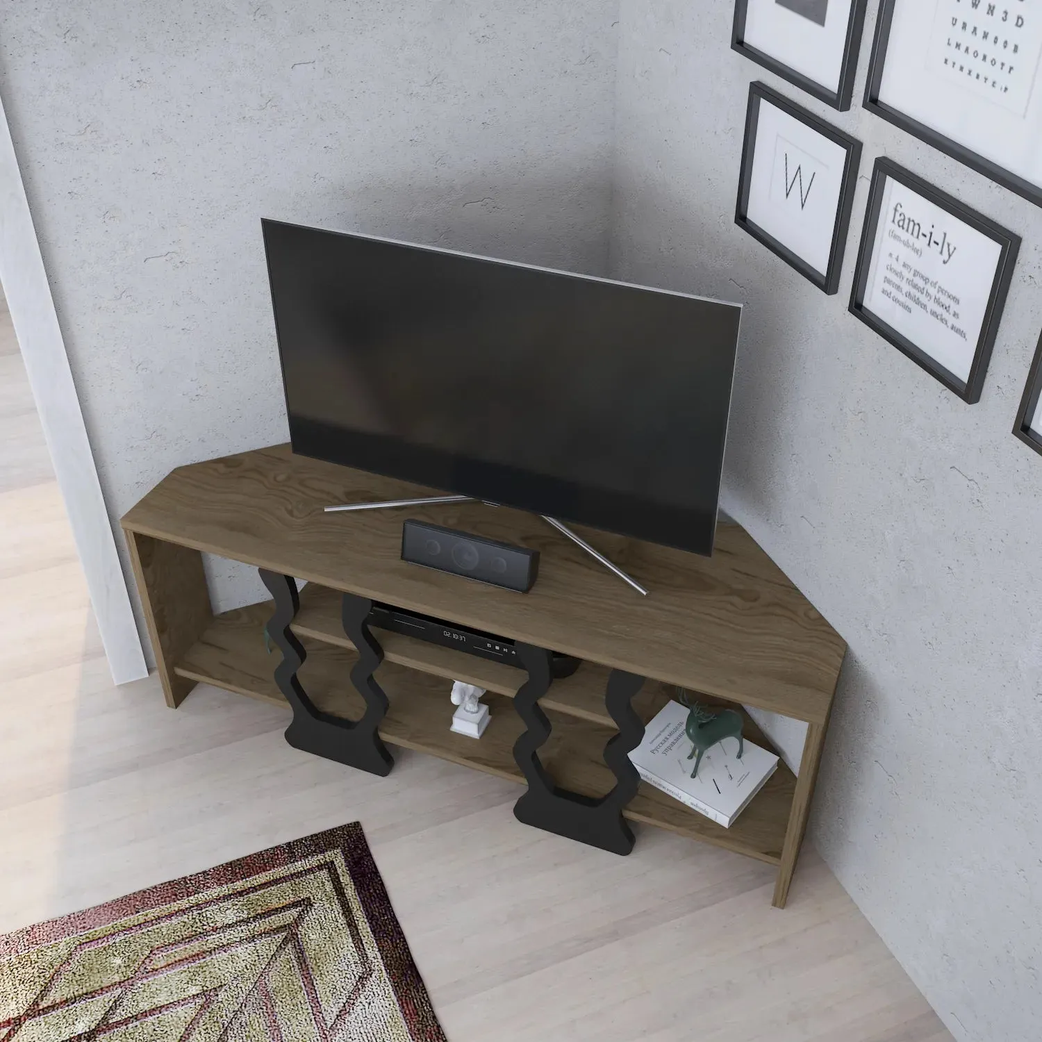 Firal 43 inch Wide Corner TV Stand Media Console for TVs up to 49 inch Decorotika