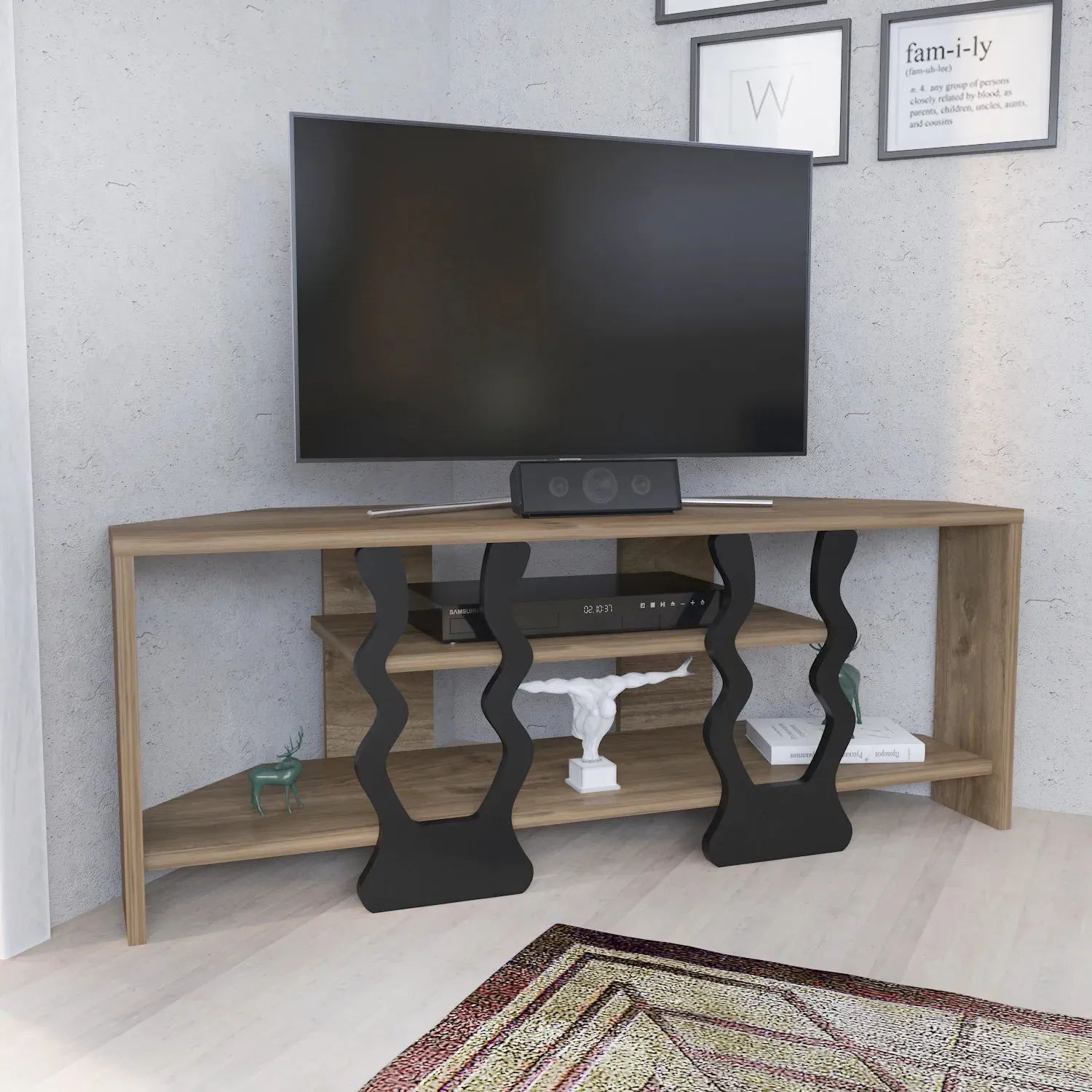 Firal 43 inch Wide Corner TV Stand Media Console for TVs up to 49 inch Decorotika