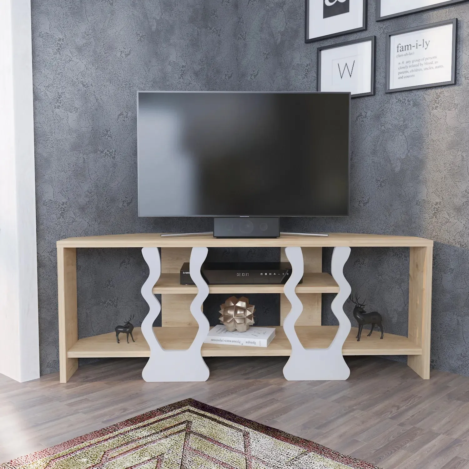 Firal 43 inch Wide Corner TV Stand Media Console for TVs up to 49 inch Decorotika