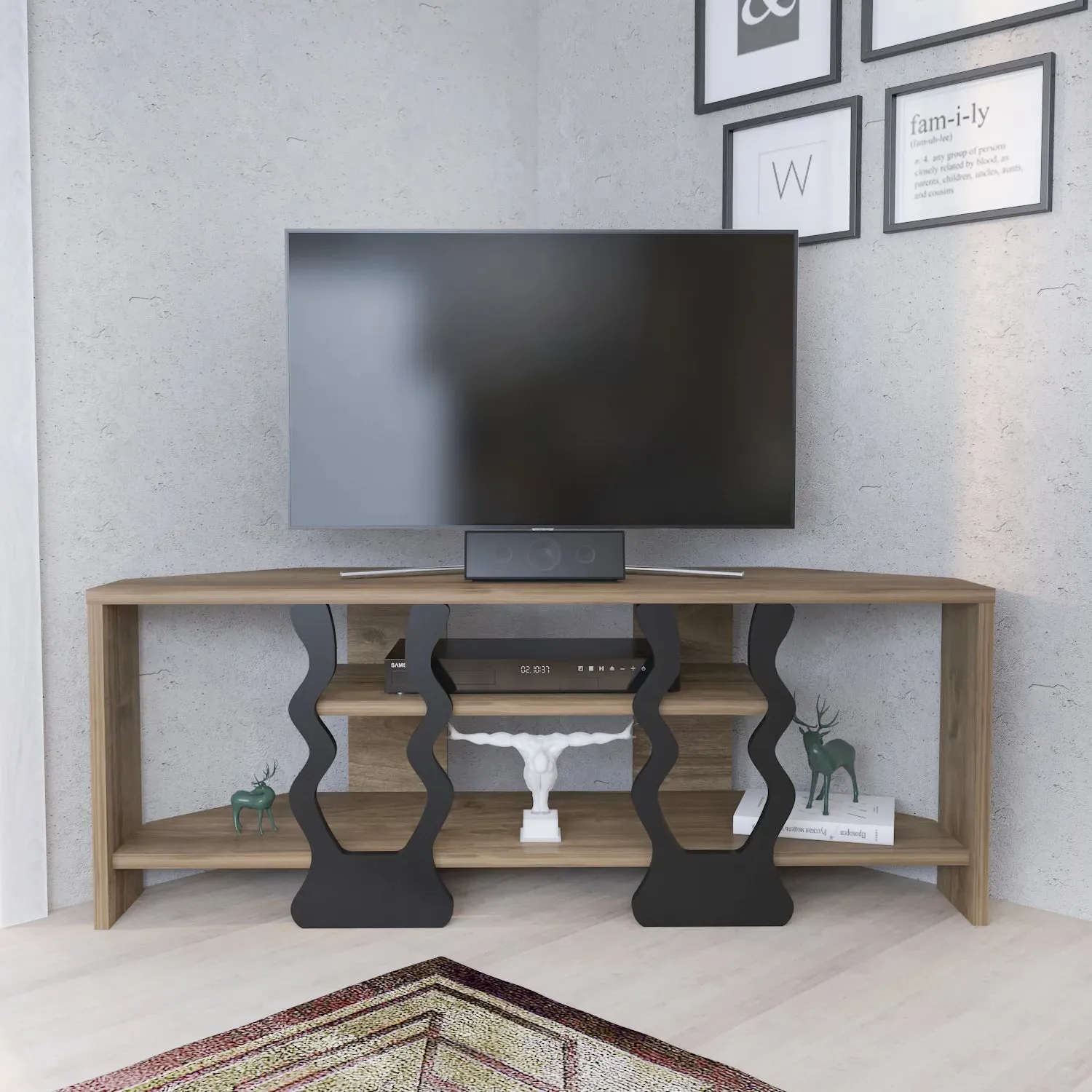 Firal 43 inch Wide Corner TV Stand Media Console for TVs up to 49 inch Decorotika