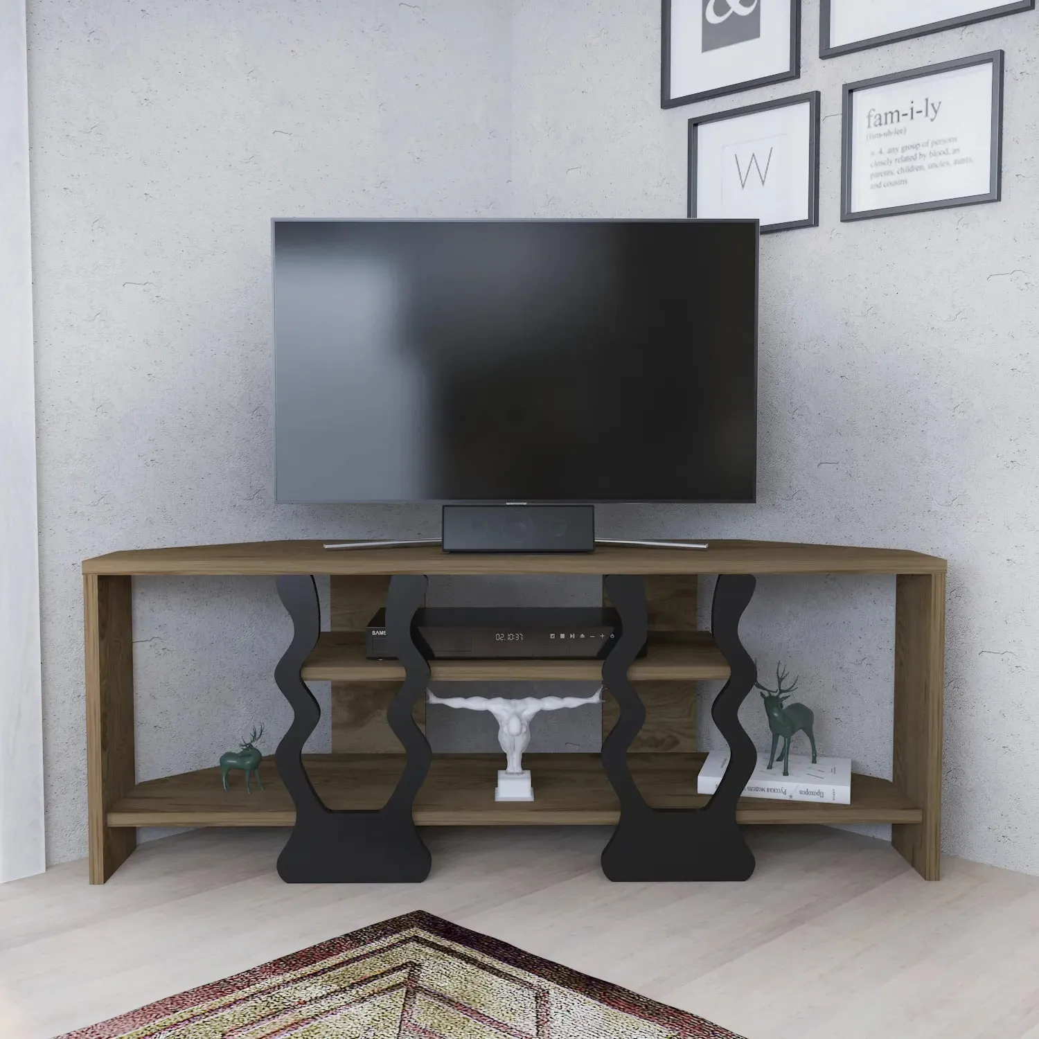 Firal 43 inch Wide Corner TV Stand Media Console for TVs up to 49 inch Decorotika