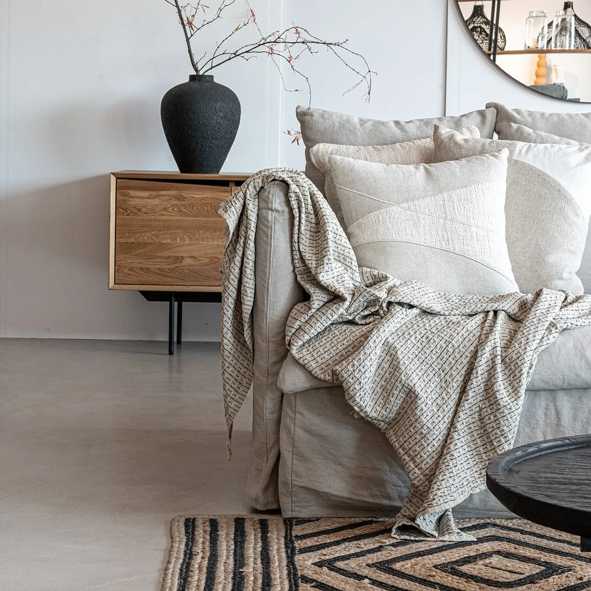 Fouta Throw Dotted Line | Natural/Black | 130x200cm Zoco Home